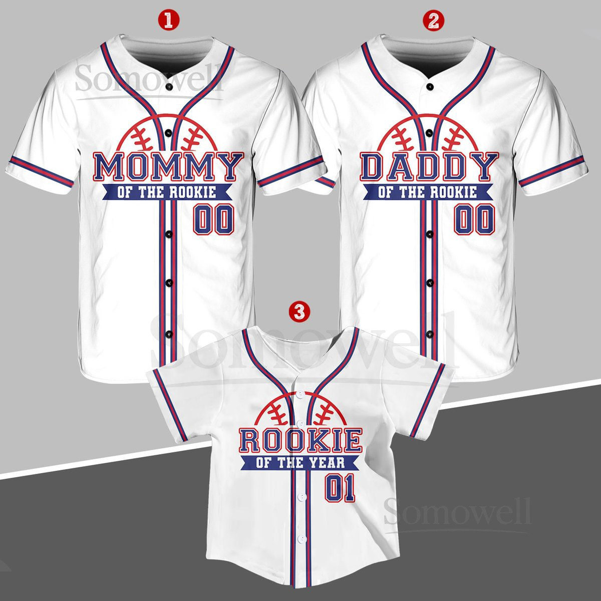 Personalized Mommy Daddy Of the Rookie Baseball Jersey Custom Name Number Shirt Rookie Of The Year Jersey Family Matching Outfits_293