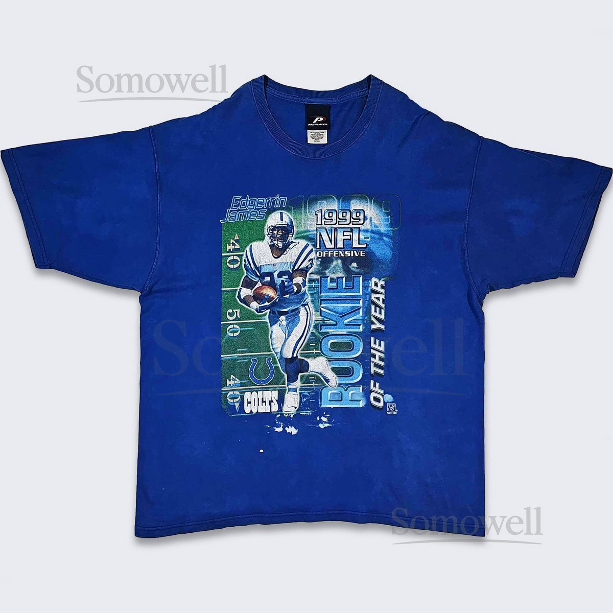 Indianapolis Colts Vintage 90s Edgerrin James T-Shirt - Rookie of the Year - NFL Football Pro Player Tee - Size Men's XL - FREE Sh_485