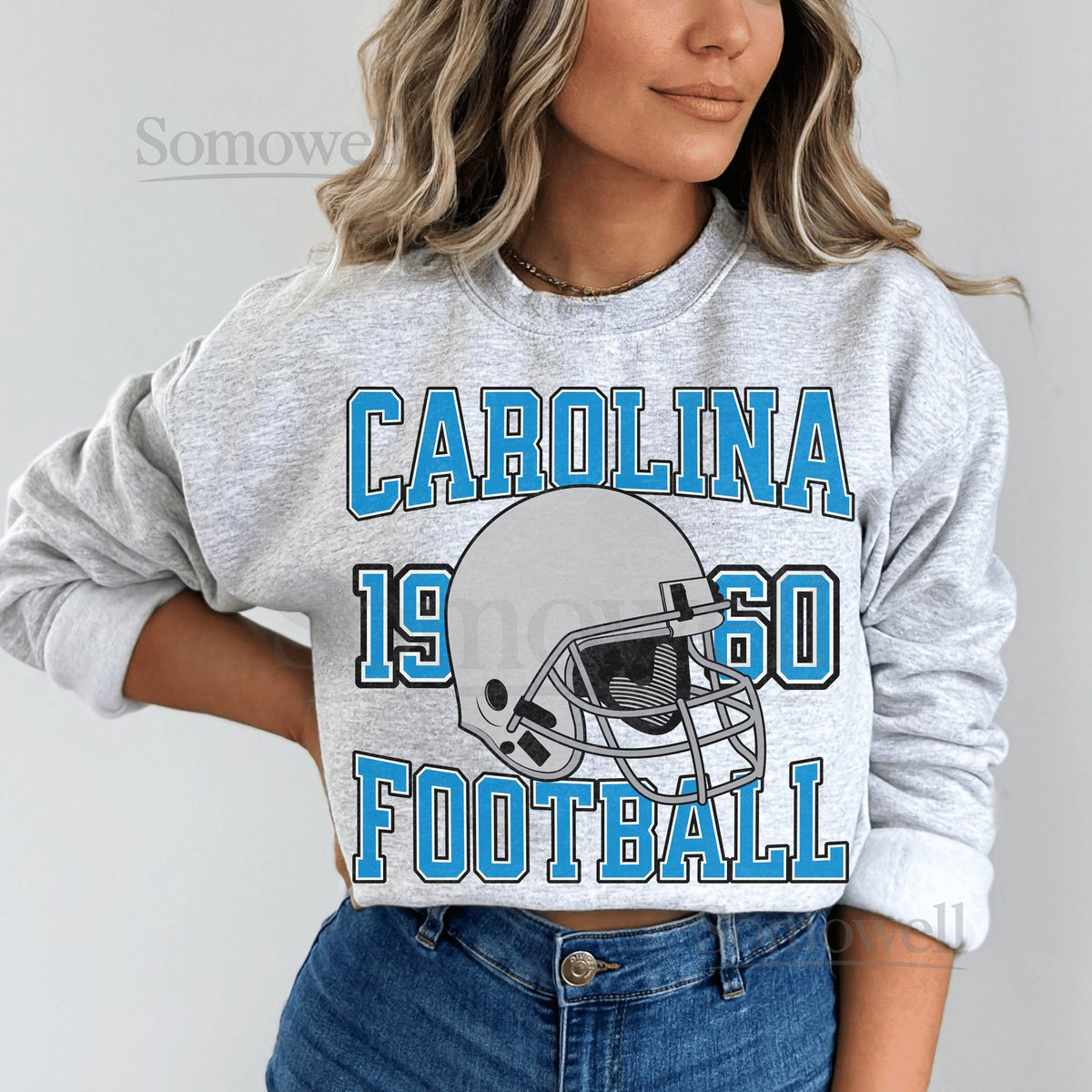 Carolina Football Sweatshirt Vintage Panther Football Crewneck Retro Carolina Football Shirt Panther Football Gift Carolina Sweatshirt_369