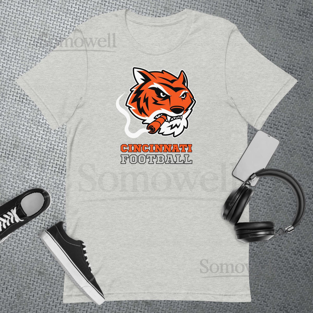 Cincinnati Bengals - Smoking Tiger - Athletic Grey - Unisex t-shirt_484