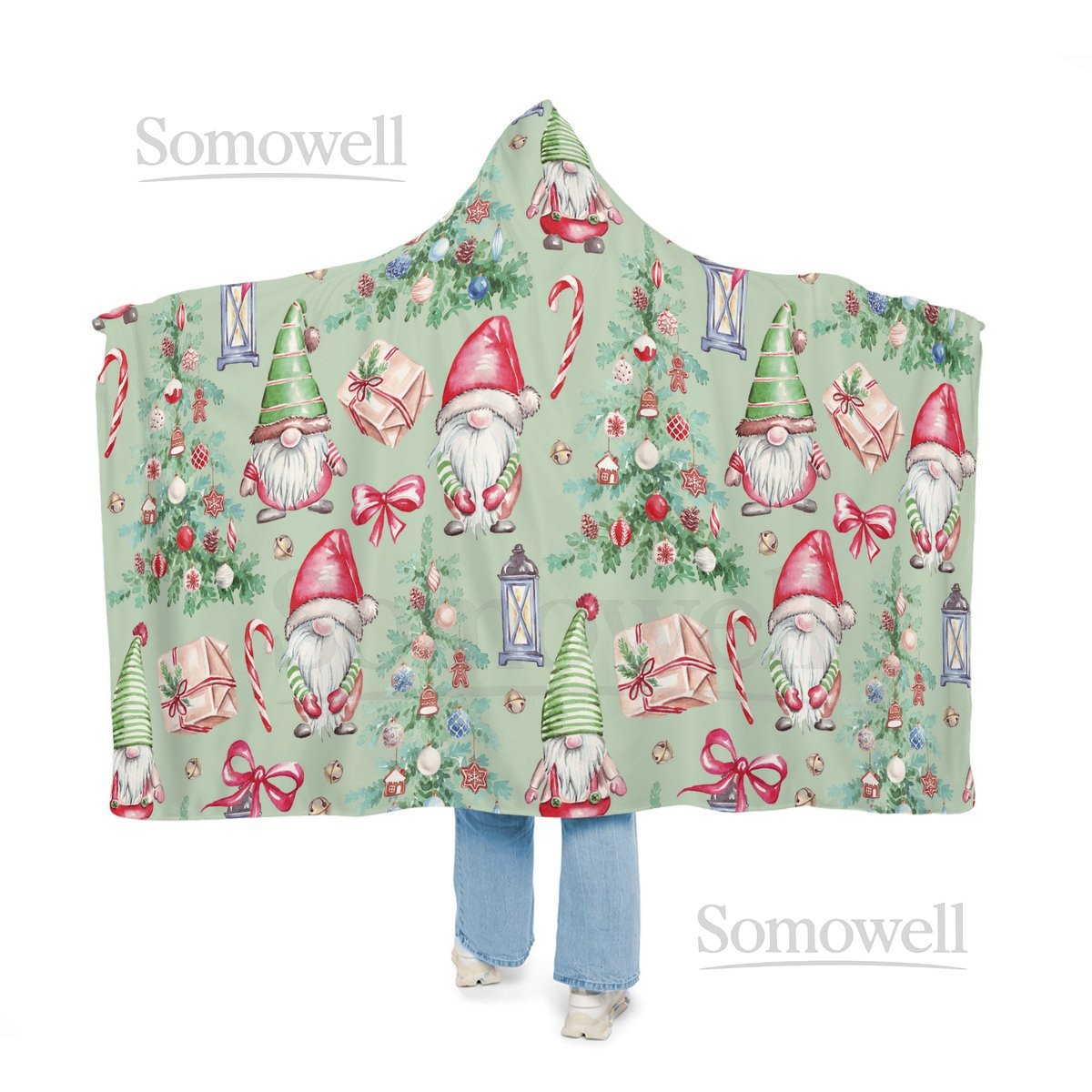 Gnome Hooded Blanket Oversized Blanket Hoodie Sherpa Blanket Fleece Adult Cape Wearable Snuggle Throw Gift for her Christmas Camping_42