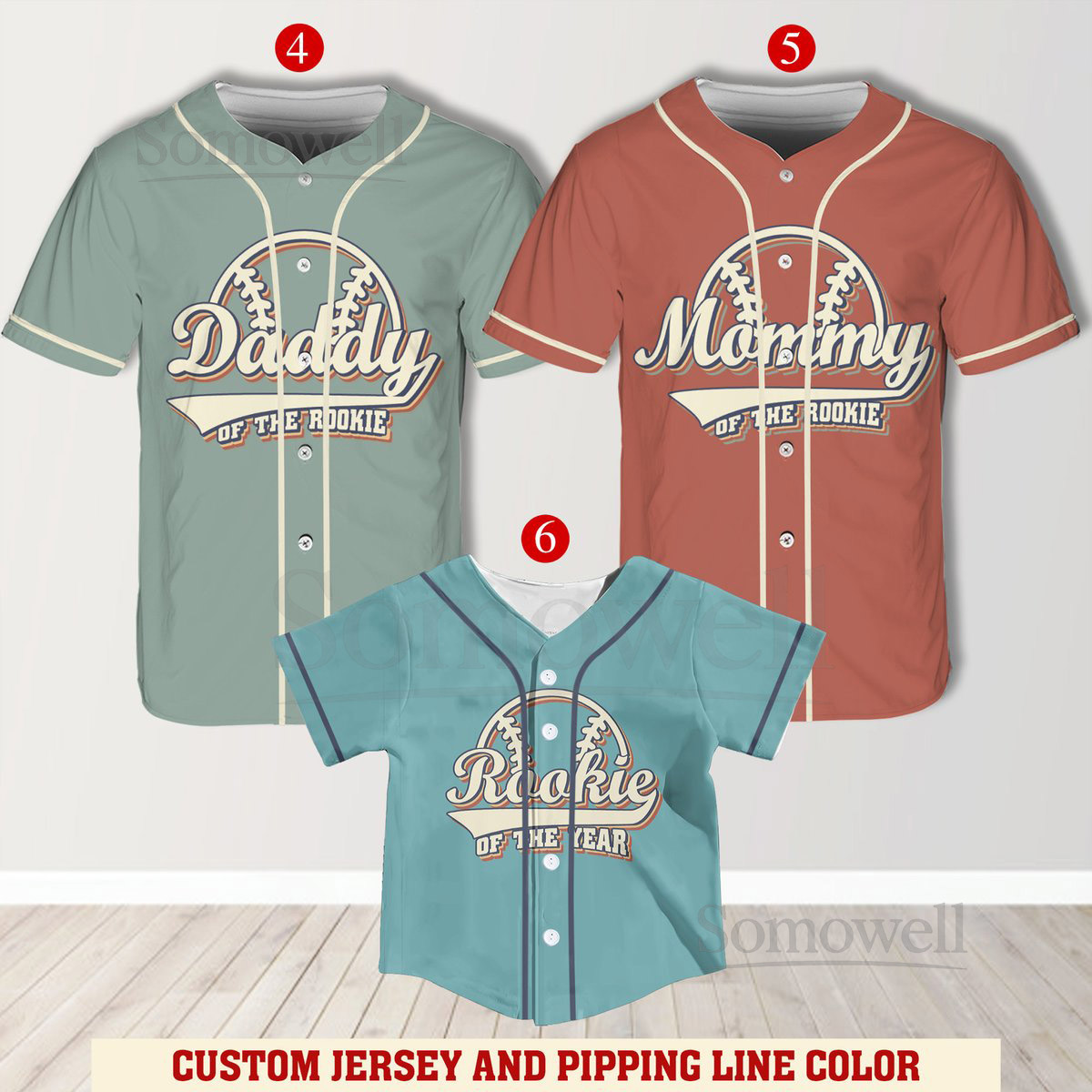 Personalized Mommy Daddy Of the Rookie Baseball Jersey Custom Name Number Shirt Rookie Of The Year Jersey Family Matching Outfits_295