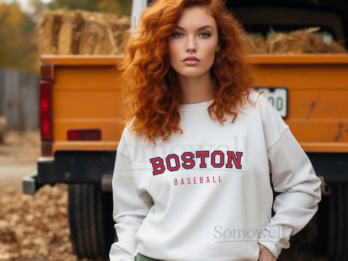 Boston Baseball Sweatshirt Red Sox Crewneck Boston Game Day Pullover_162