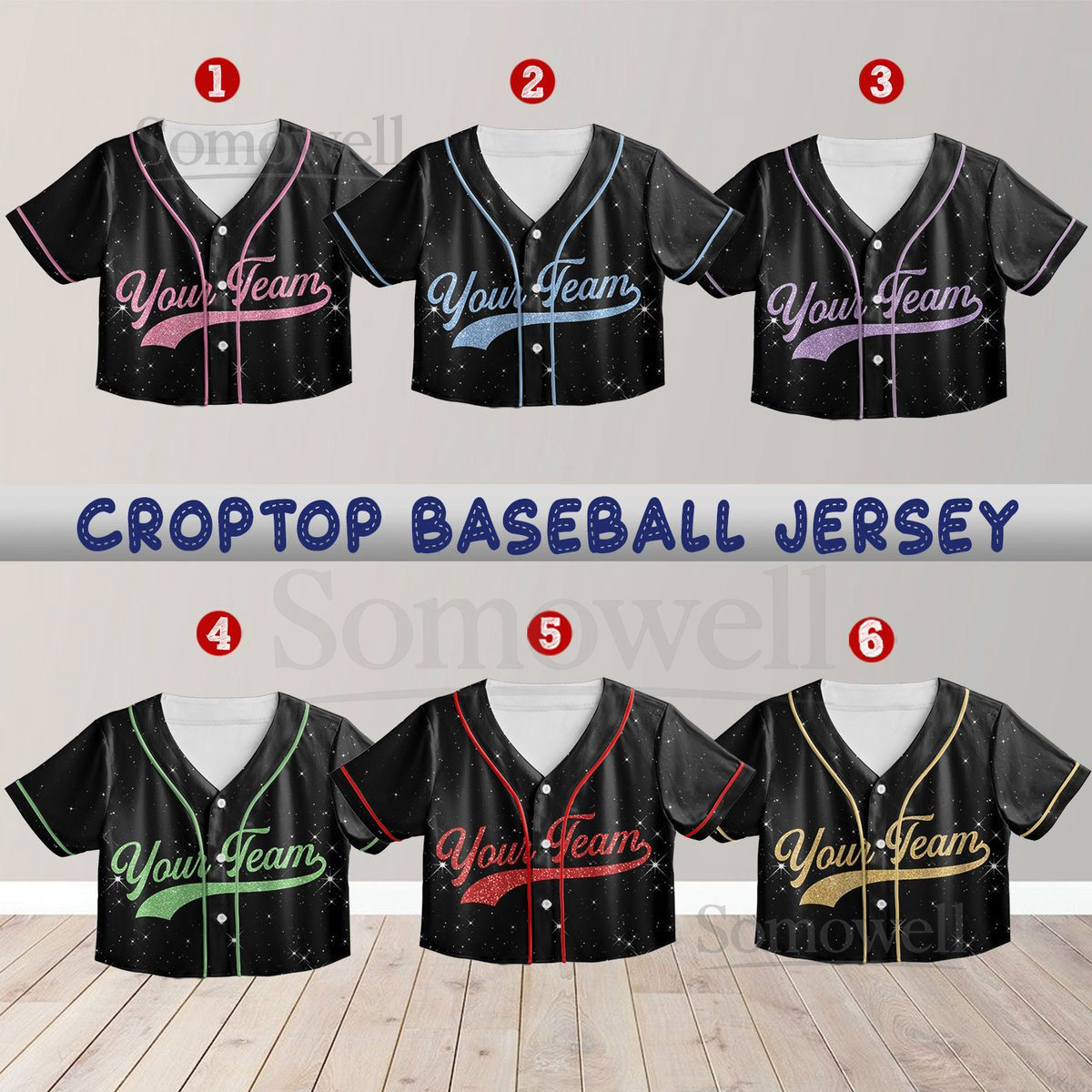 Personalized Glitter Crop Top Baseball Jersey Custom Baseball Jersey For Teen Girl Women Baseball Fan Printed Glitter Not Glitter Fabric_119