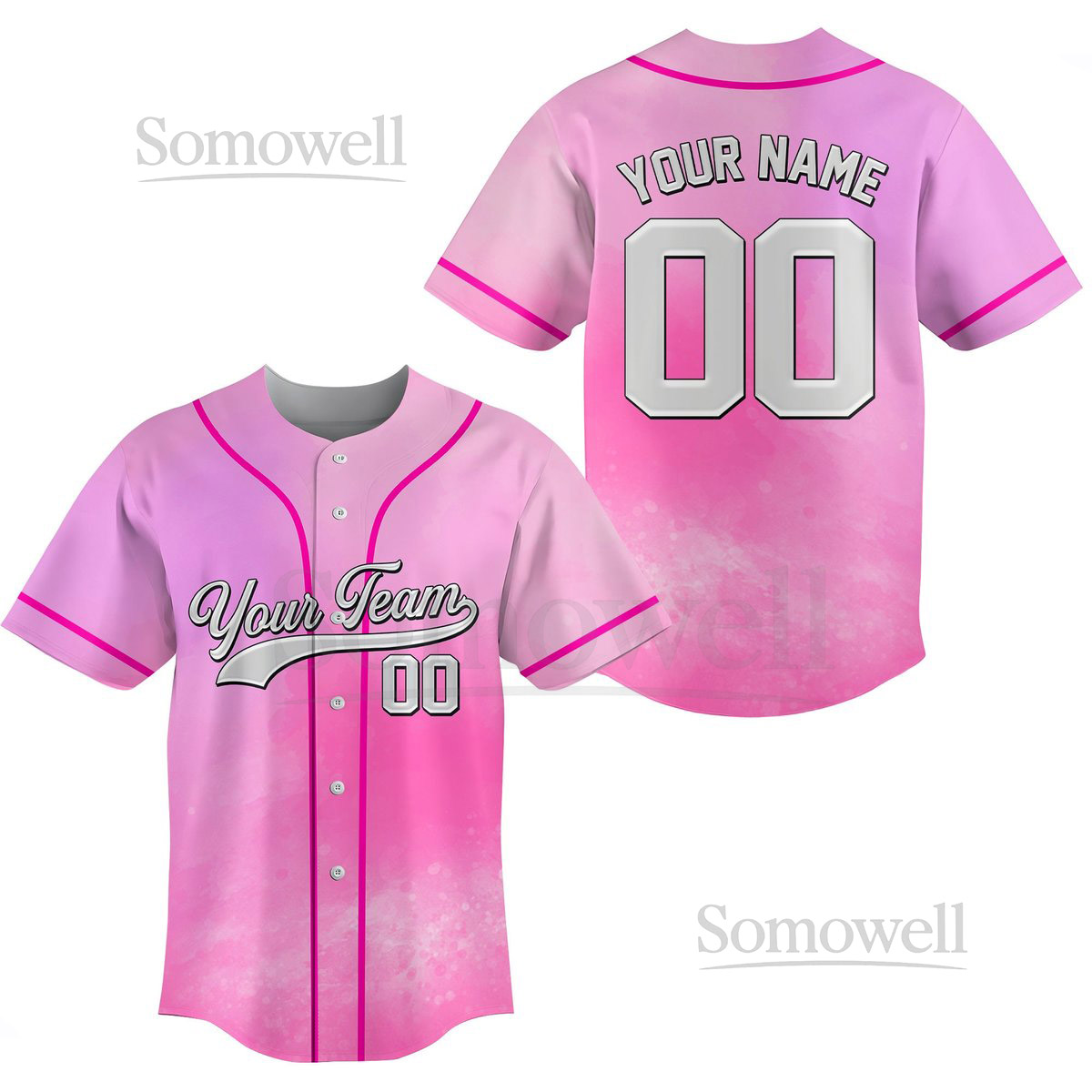 Personalized Team Name And Number Baseball Jersey Custom Pink Baseball Jersey Shirt Baseball Jersey Uniform For Baseball Fans Lovers_596