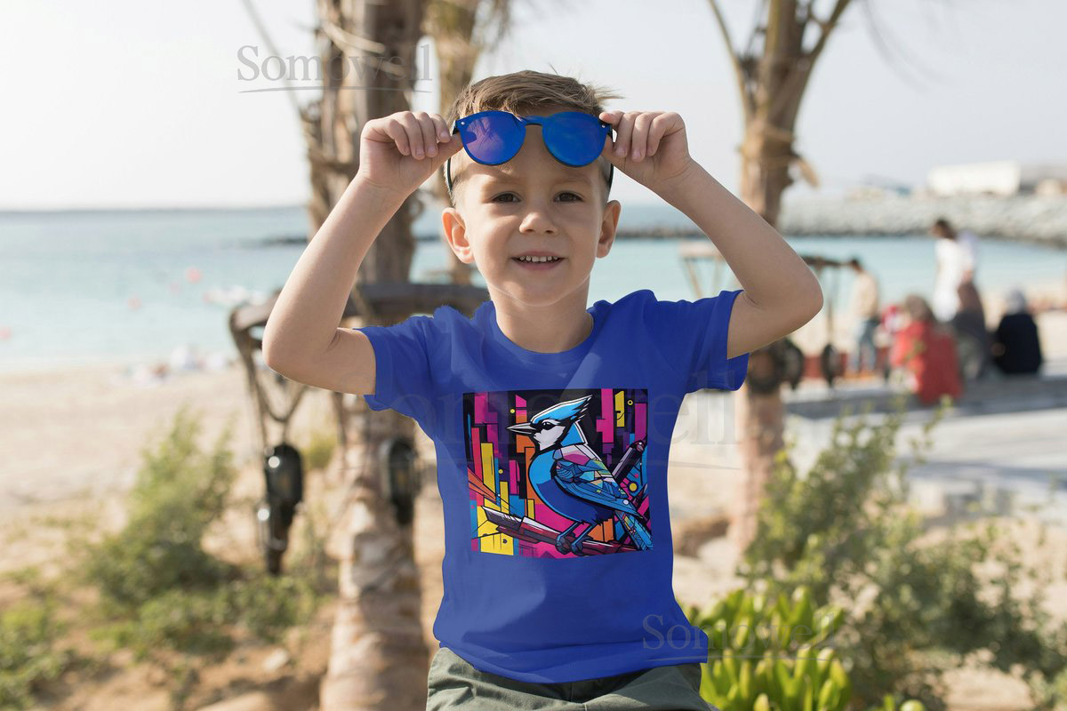 Colorful Blue Jay Kids Youth Boys Girls Heavy Cotton T-Shirt - High Quality Comfortable - Animal Lover - Amazing Prices - Stand Out_221