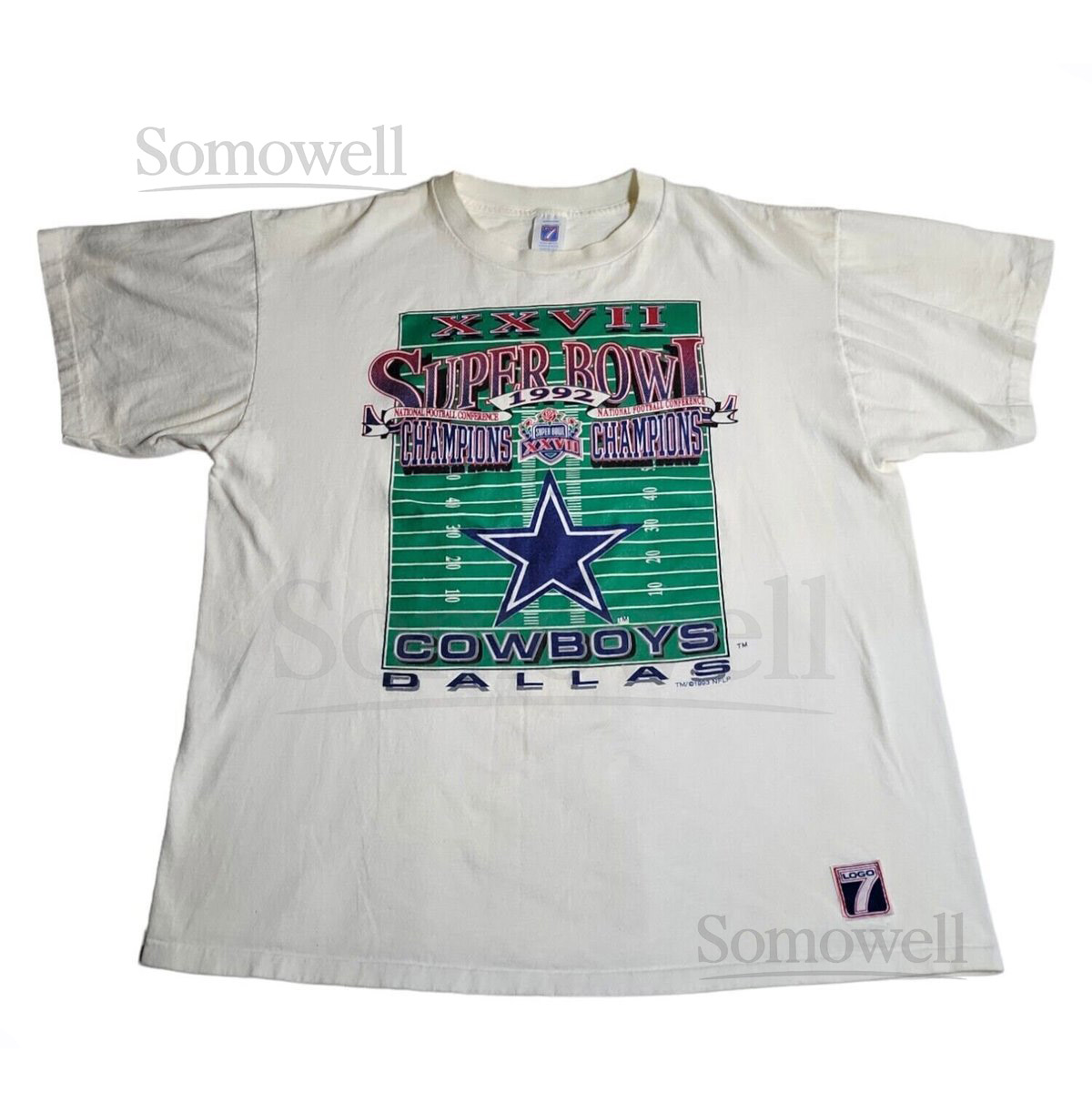 Vtg 1992 Dallas Cowboys Super Bowl XVII Logo 7 T-Shirt Mens XL Champions_612