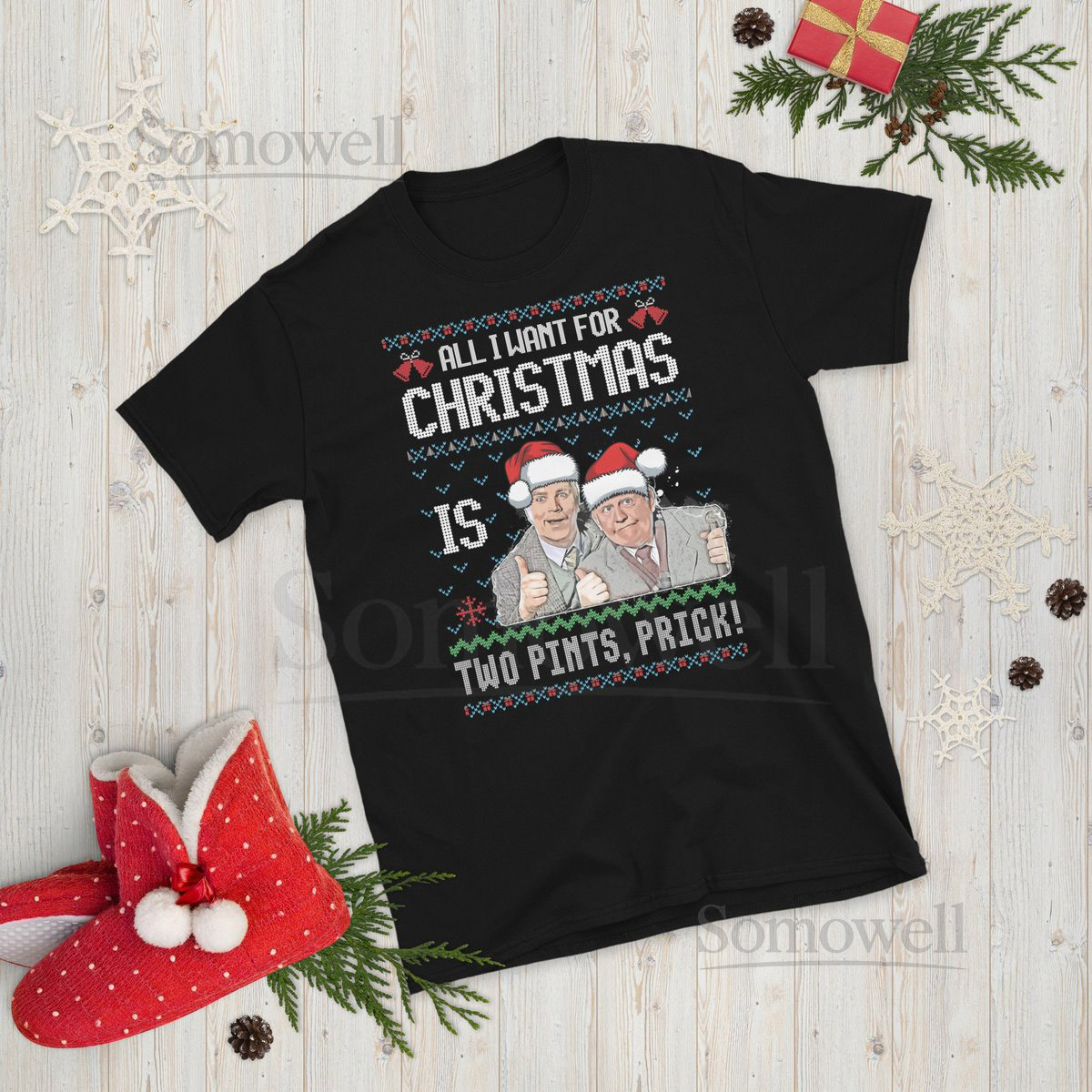 Still Game Jack And Victor Merry Christmas Two Pints Prick Funny Scottish Christmas T-Shirt_552