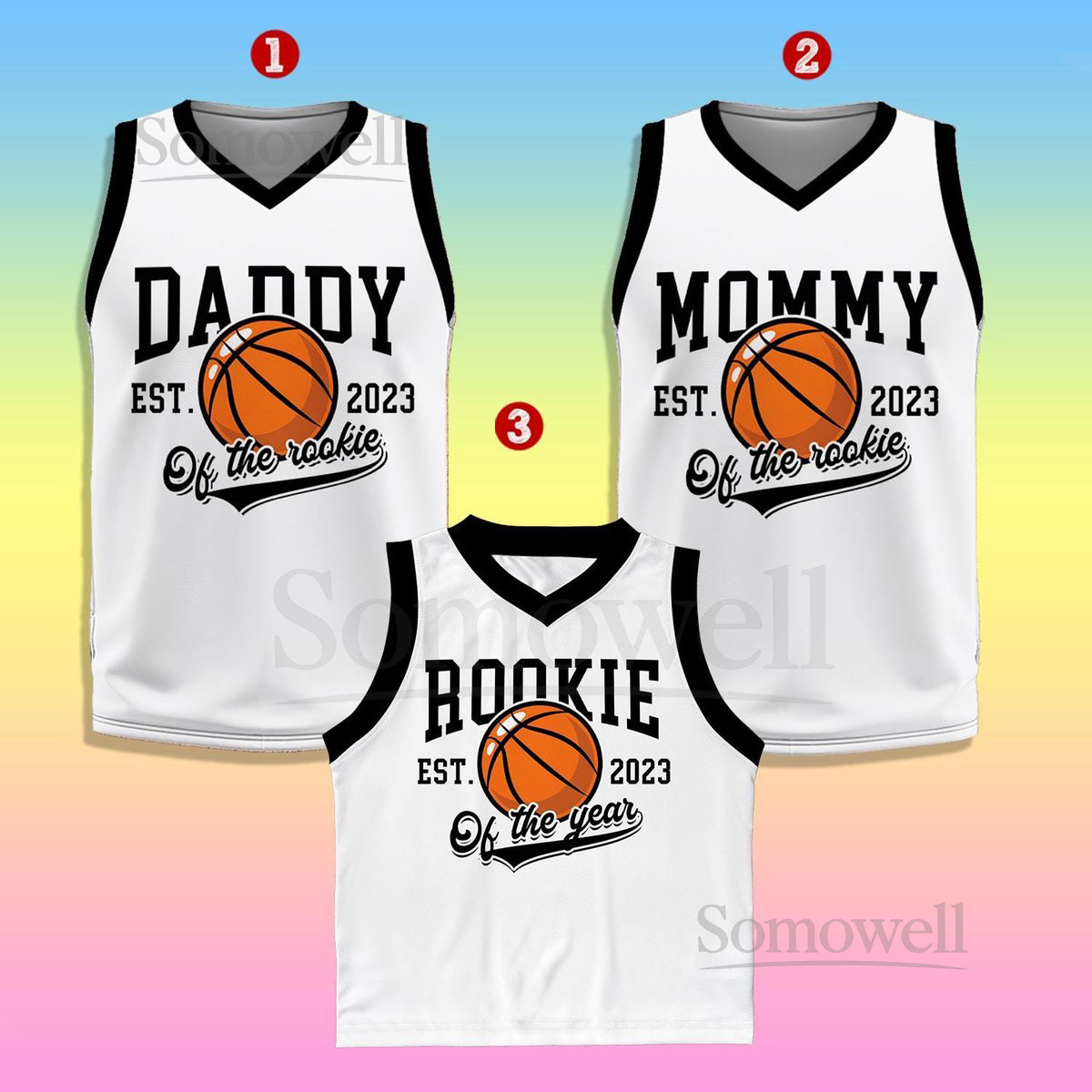 Custom Daddy Mommy Of Rookie Basketball Jersey Personalized Rookie Of The Year Kid Basketball Jersey Game Day Outfit Kids Birthday Jersey_148