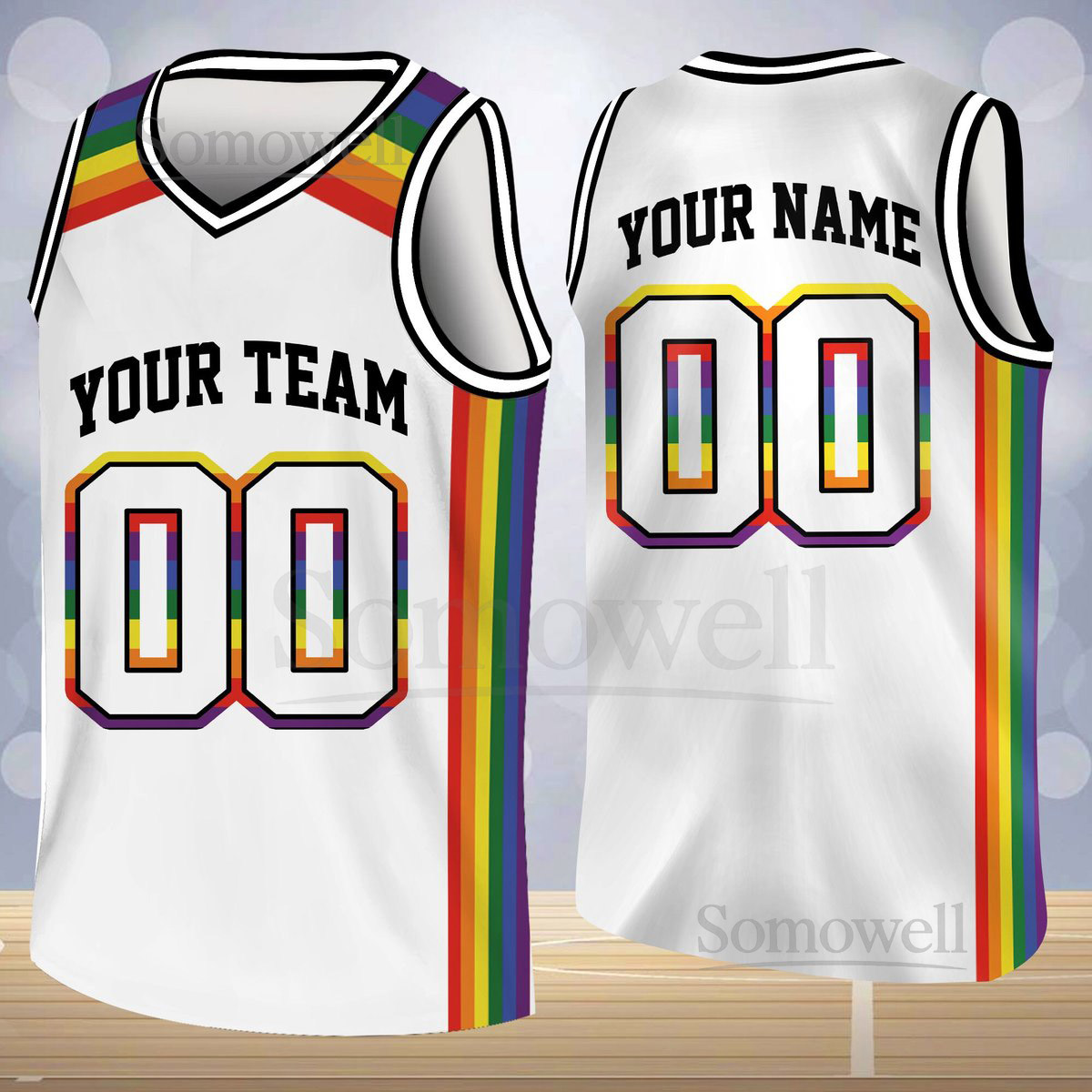 Custom LGBTQ Basketball Jersey Team Name Number LGBT Pride Month Basketball Jersey Team Rainbow Basketball Jersey LGBTQ Shirt_185