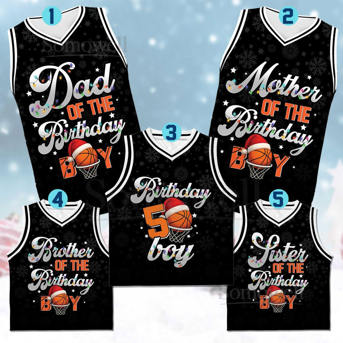 Custom Christmas Birthday Boy Basketball Jersey Personalized Family Matching Shirts Dad Mom Brother Sister Birthday Outfit Xmas Gift_146