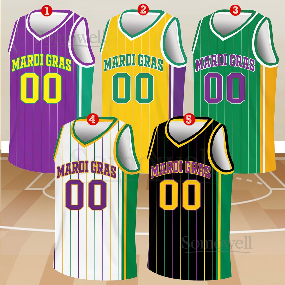 Custom Mardi Gras Basketball Jersey Team Name Number Basketball Jersey Team Basketball Jersey for Mardi Gras Parade New Orleans_191