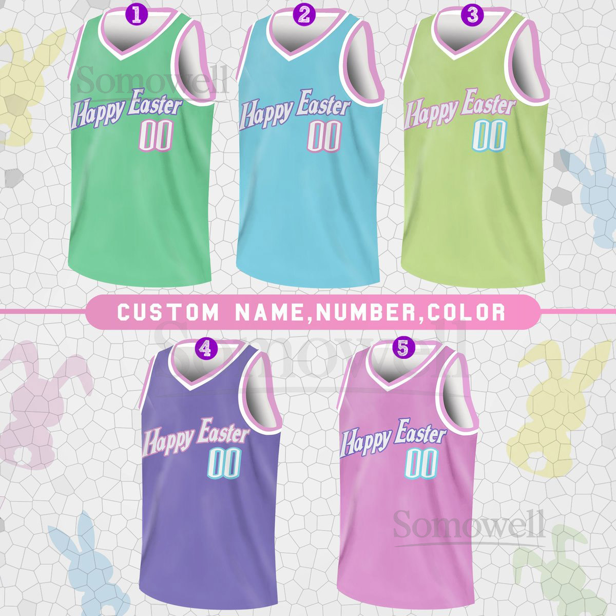 Custom Happy Easter Basketball Jersey Team Name Number Basketball Jersey Team Basketball Jersey for Easter Day Family Matching_184