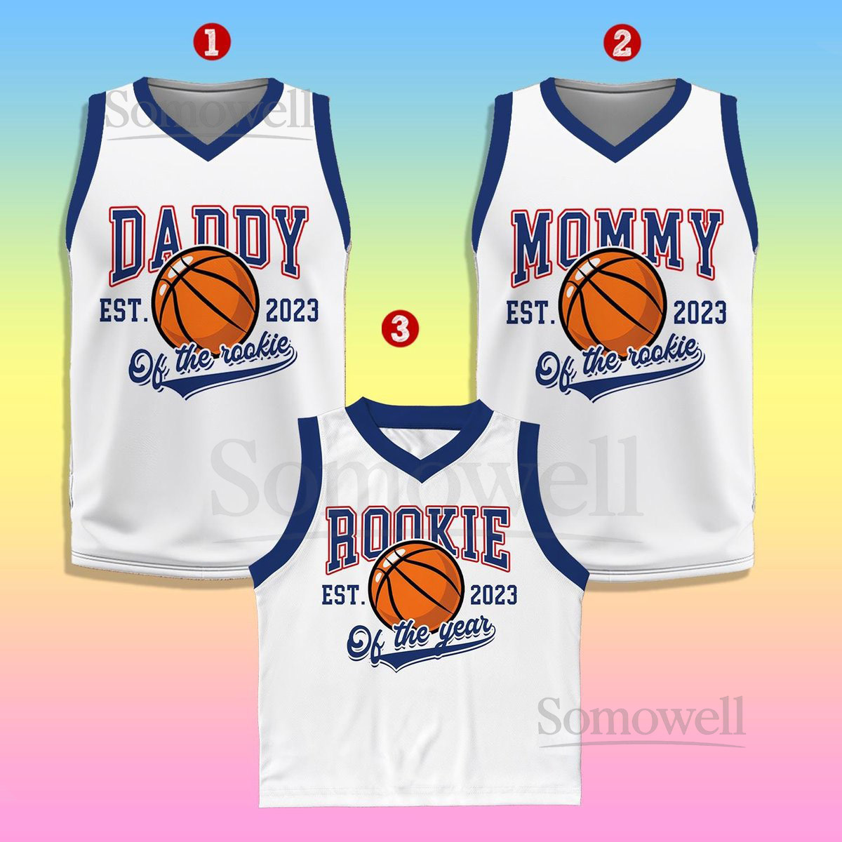 Custom Daddy Mommy Of Rookie Basketball Jersey Personalized Rookie Of The Year Kid Basketball Jersey Game Day Outfit Kids Birthday Jersey_147