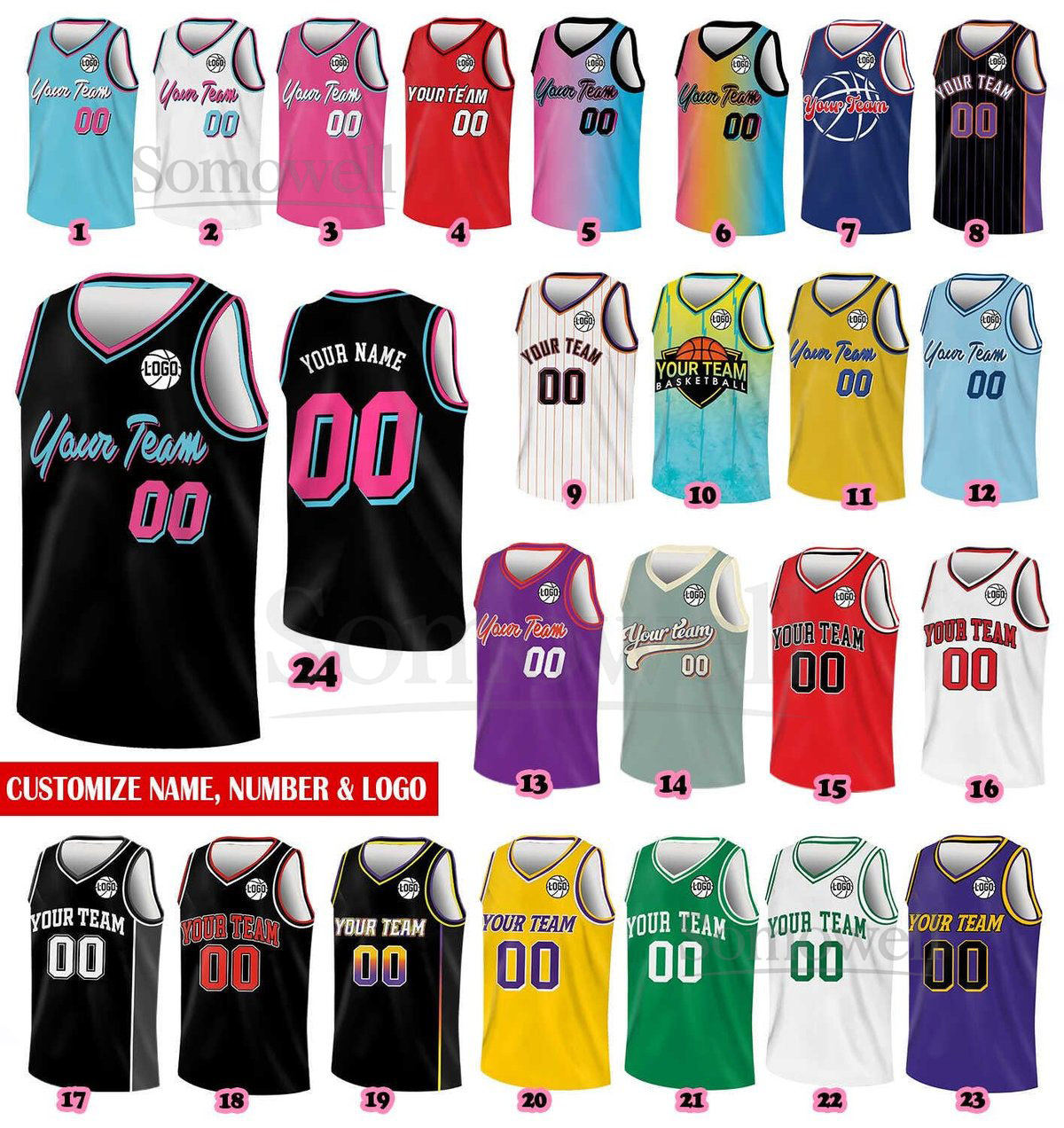 Custom Basketball Jersey Team Name Number Logo Basketball Jersey Team Game Day Outfit Basketball Jersey for Basketball Fan Lovers Players_090
