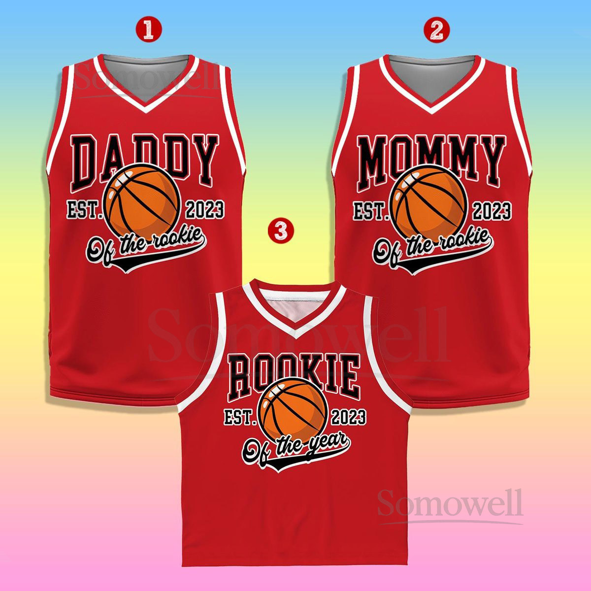 Custom Daddy Mommy Of Rookie Basketball Jersey Personalized Rookie Of The Year Kid Basketball Jersey Game Day Outfit Kids Birthday Jersey_151