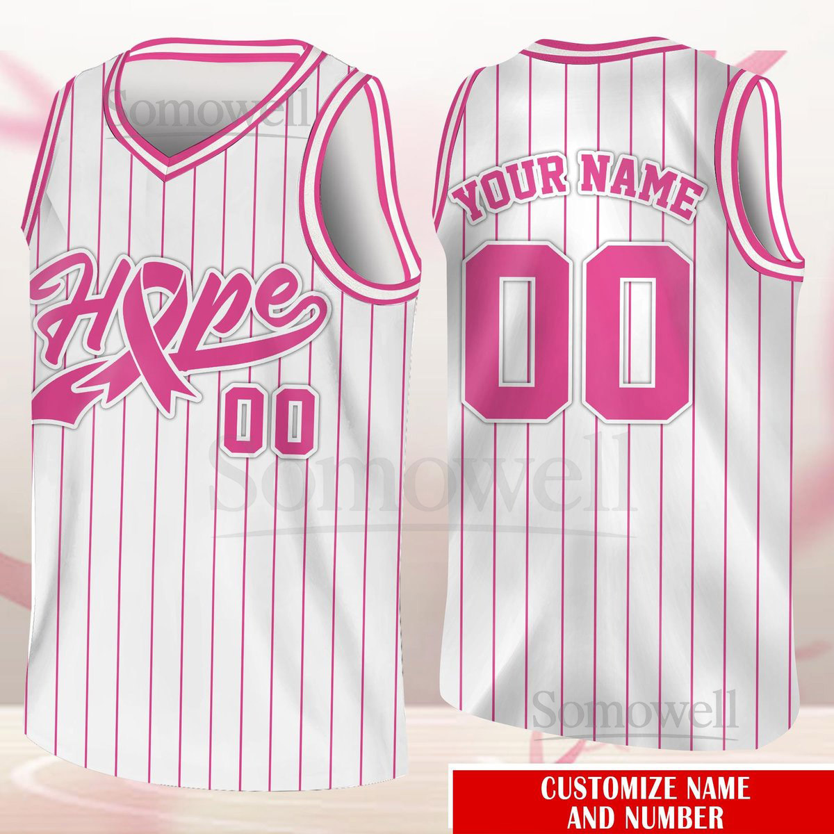 Custom Breast Cancer Basketball Jersey Name Number Personalized Breast Cancer Awareness Jersey Hope Jersey Pink Ribbon Jersey_141