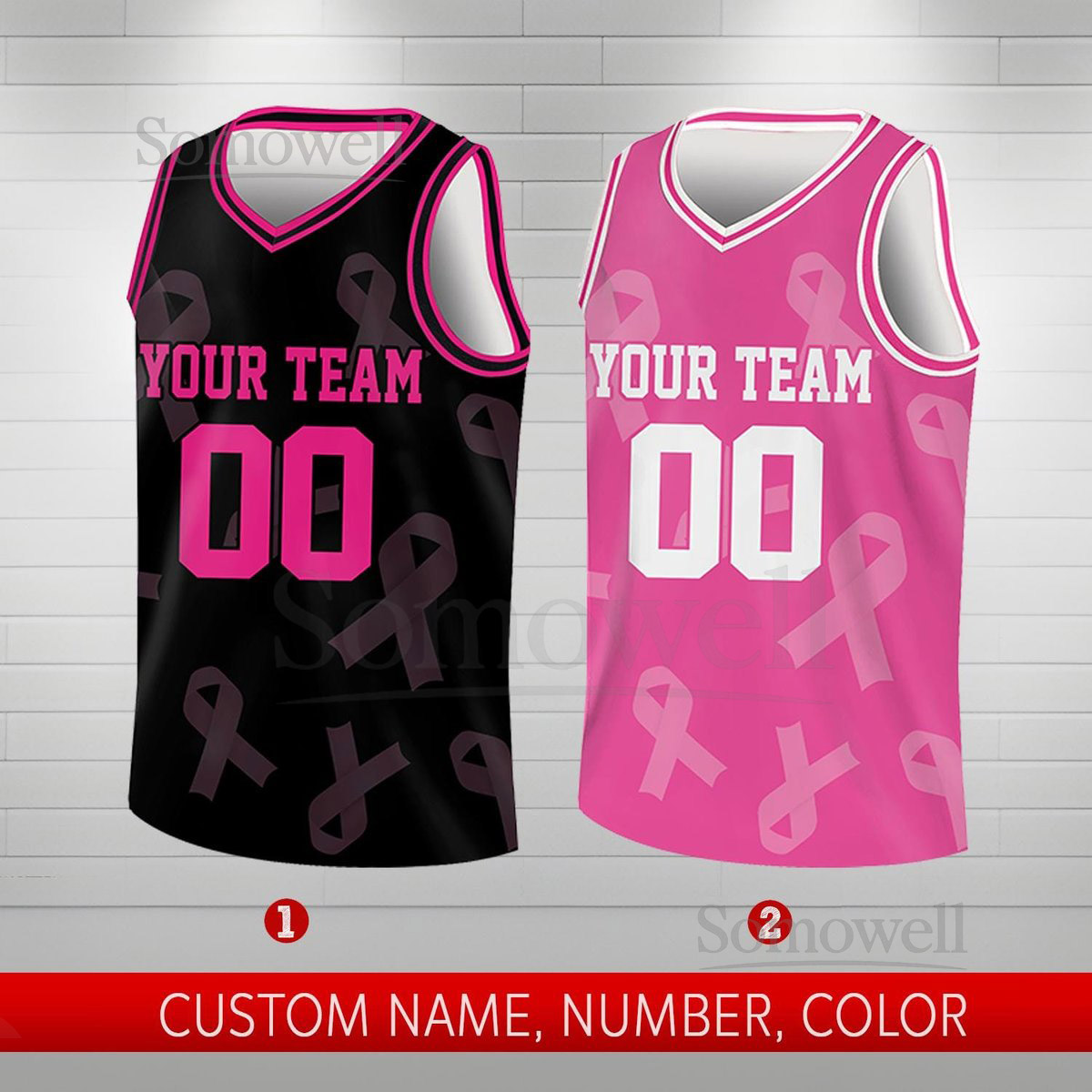Custom Breast Cancer Basketball Jersey Name Number Personalized Breast Cancer Awareness Jersey Hope Jersey Pink Ribbon Jersey_142