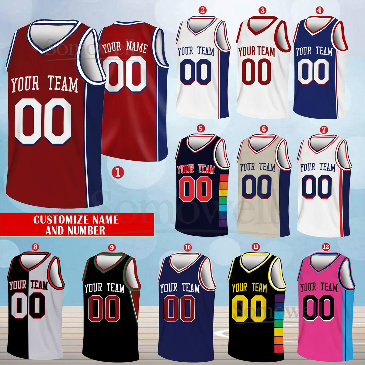 Custom Basketball Jersey Team Name Number Basketball Jersey Team Game Day Outfit Basketball Jersey for Basketball Fan Lovers Players_053