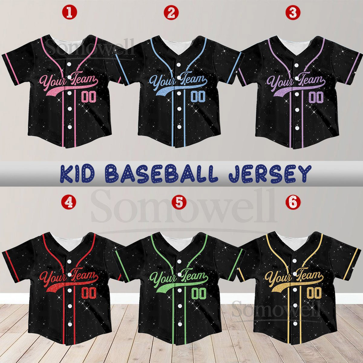 Personalized Team Name Number Baseball Jersey Custom Kid Baseball Jersey Baseball Jersey Uniform Printed Glitter Not Glitter Fabric_719