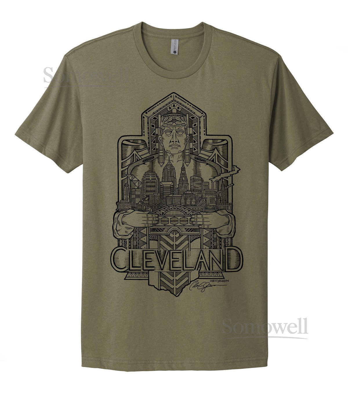 Olive Green Cleveland Guardian Shirt_60