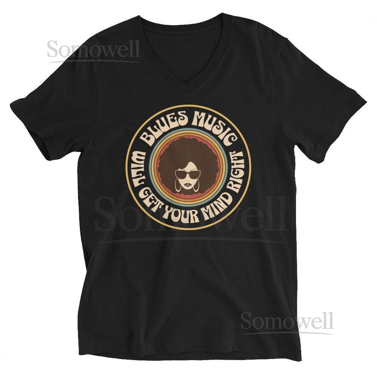 Blues Music Will Get Your Mind Right V-Neck T-Shirt_56