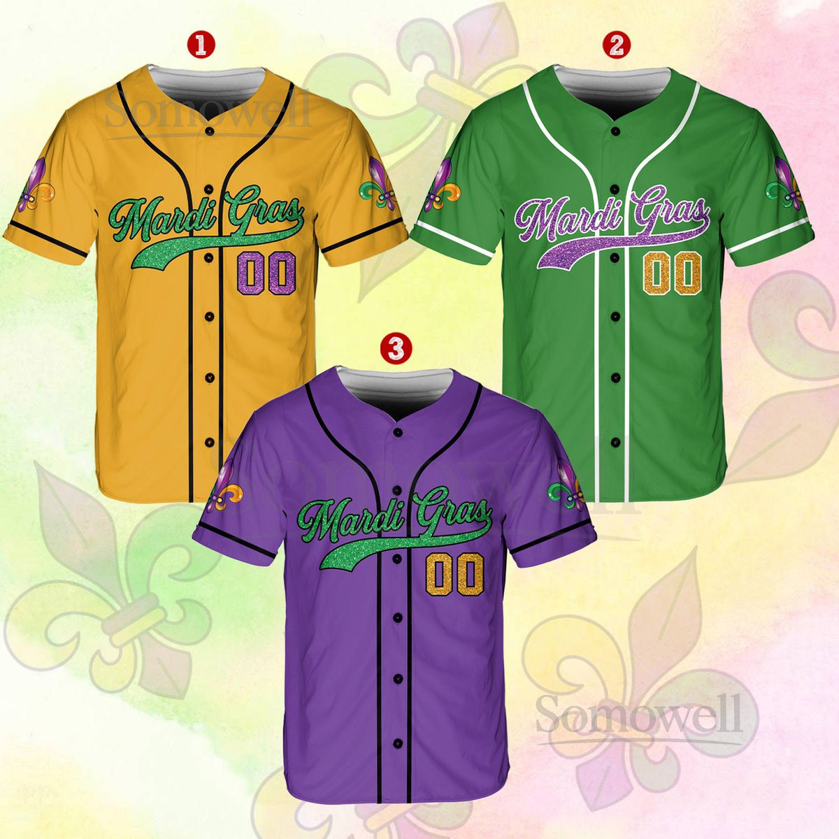 Personalized Mardi Gras Baseball Jersey Custom Name And Number Baseball Jersey Mardi Gras Carnival Jersey Gift For Family Matching_217