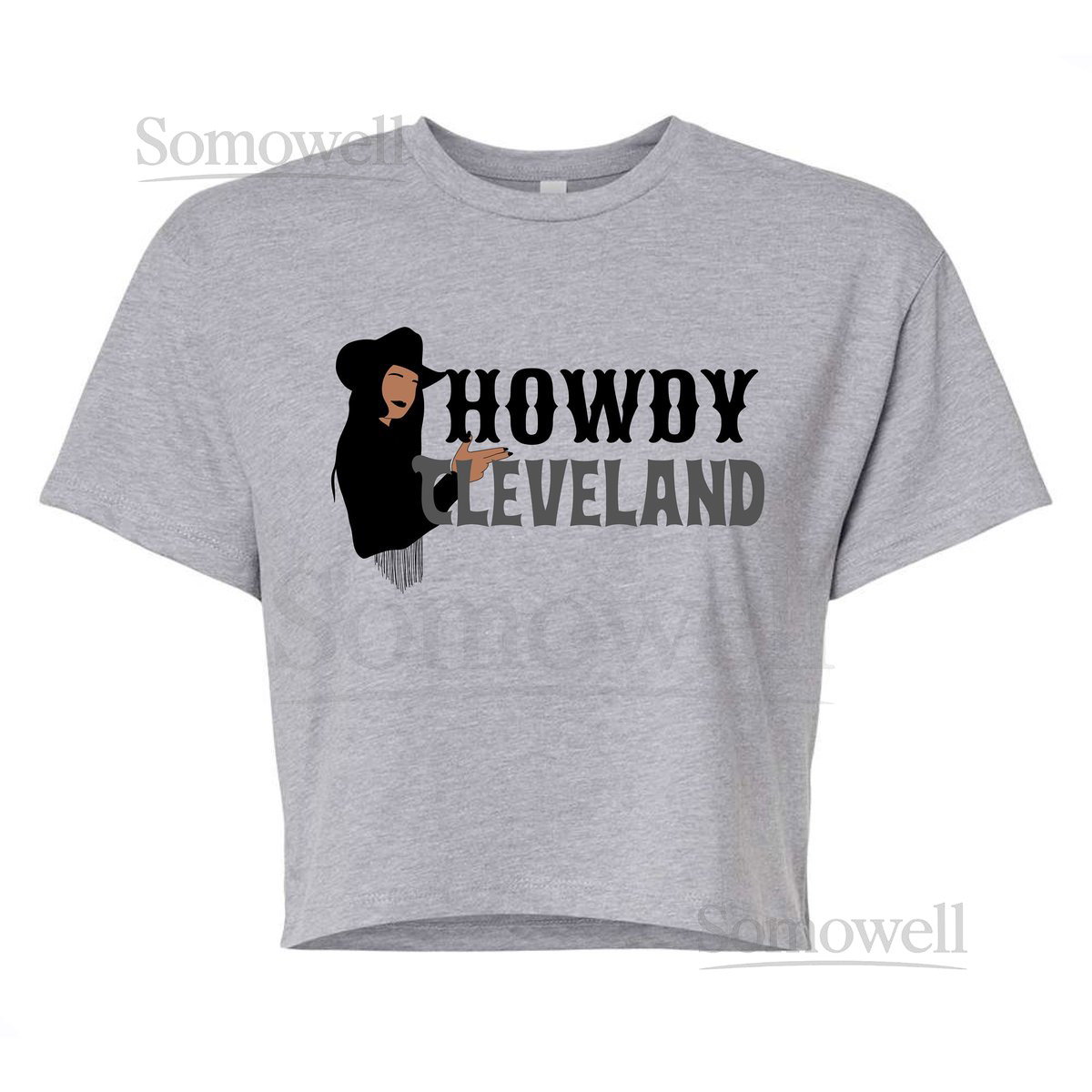 Grey Howdy Cleveland Cropped Tee Cleveland Crop Top Cleveland_498