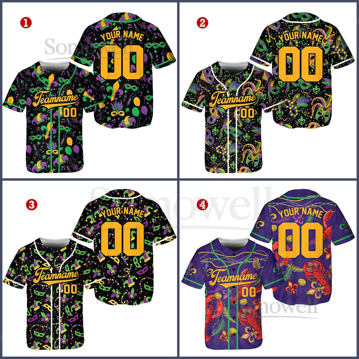 Personalized Mardi Gras Baseball Jersey Custom Name And Number Baseball Jersey Mardi Gras Carnival Jersey Gift For Family Matching_218