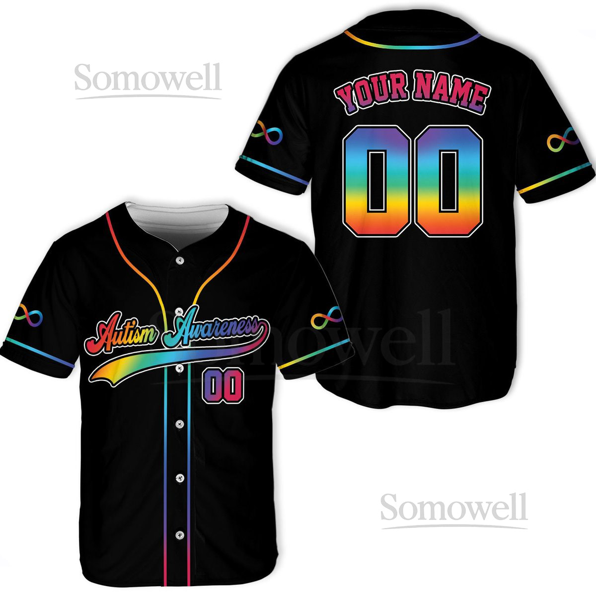 Personalized Autism Awareness Baseball Jersey Custom Name Autism Baseball Jersey Autism Support Baseball Infinity Symbol Baseball Jersey_011