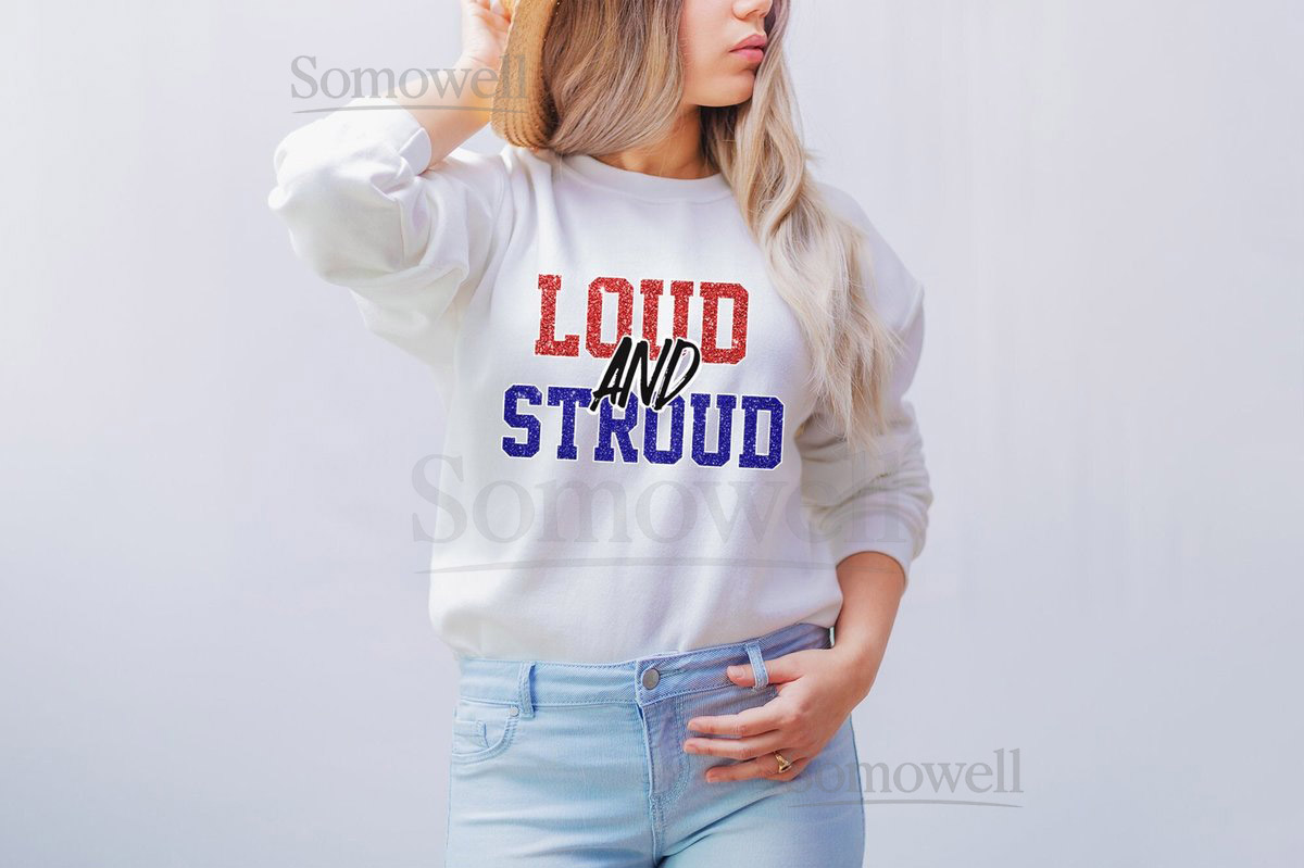 Loud and Stroud Sweatshirt CJ Stroud Sweatshirts Glitter Texans Sweatshirts Women's Houston Texans Sweatshirt Plus Size Texans Swe_761