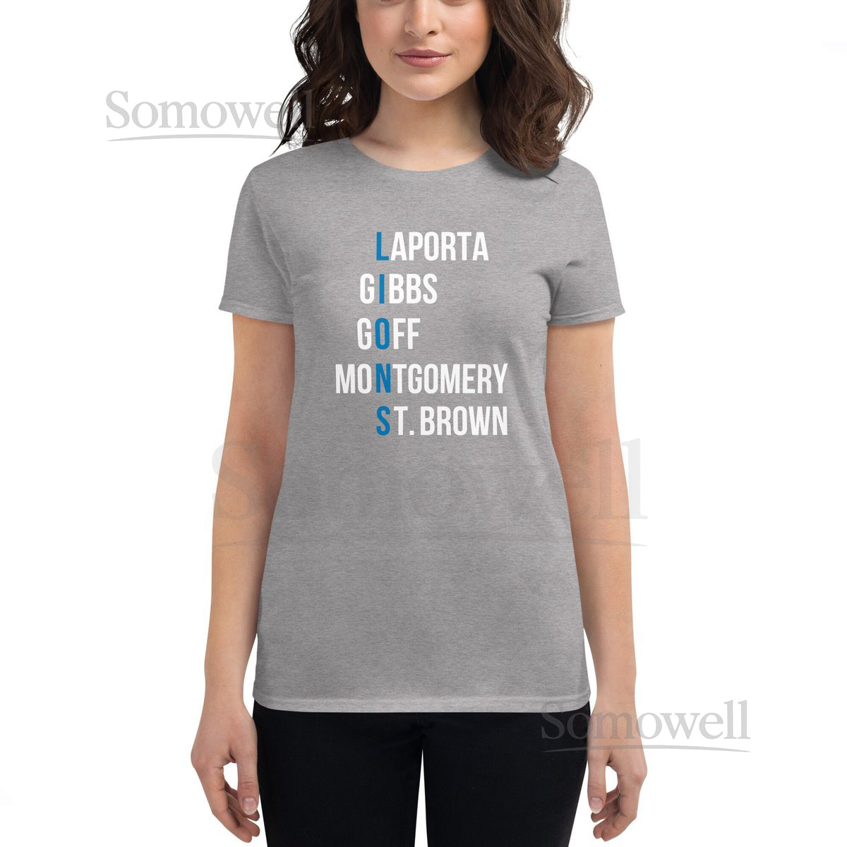 Women's Classic Fit Short Sleeve T-Shirt - Detroit Lions Crossword Apparel - Perfect Gift For Any Fan_767