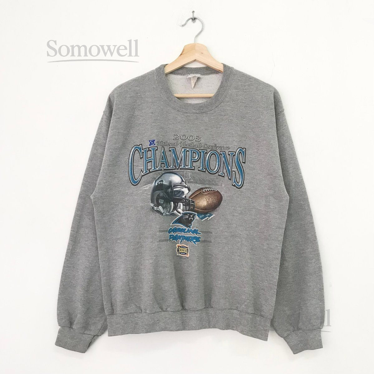 Vintage Carolina Panthers Gray Sweathsirt Medium Carolina Panthers Super Bowl Champion Football Crewneck Carolina Panthers Nfl Jumper Size M_1037
