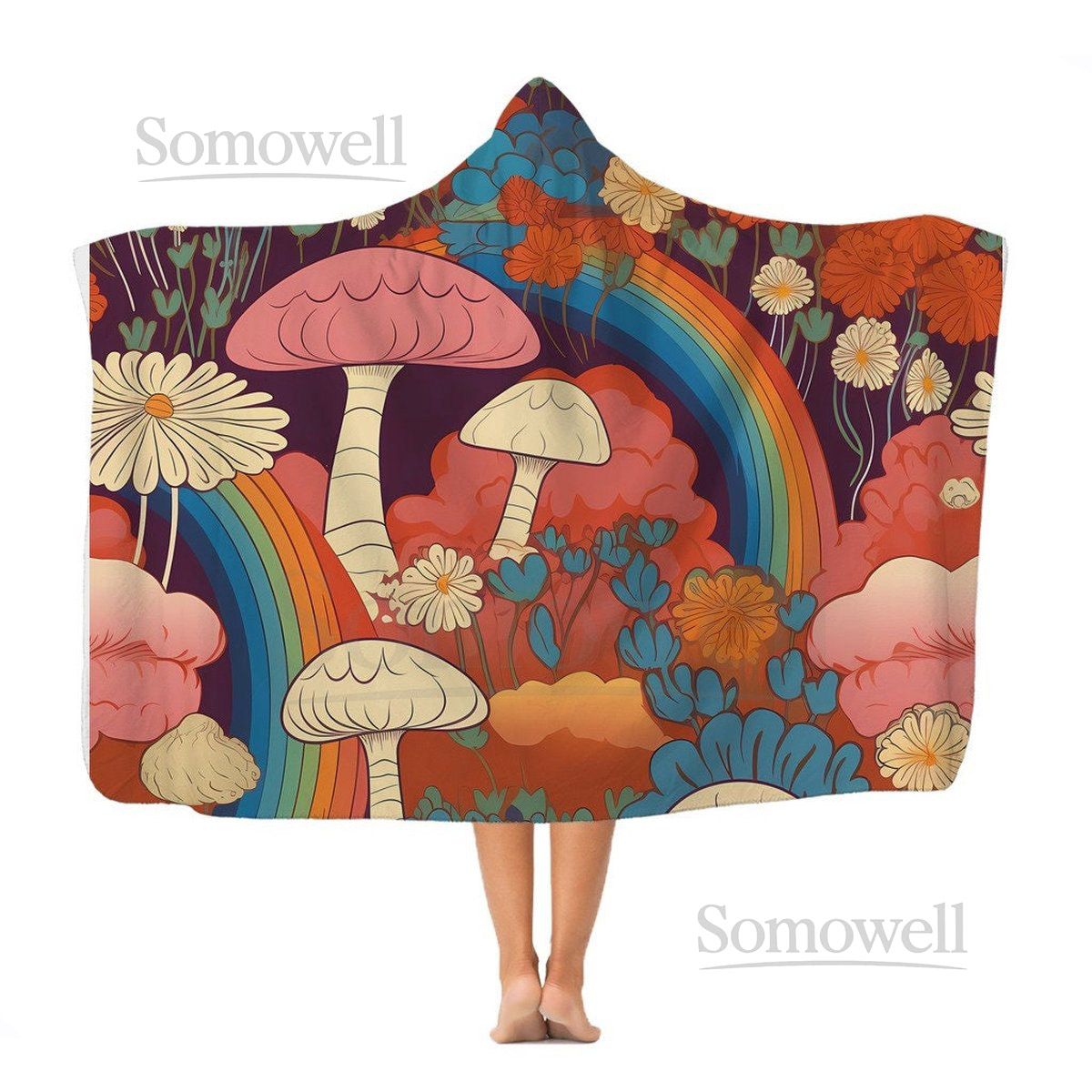 Groovy Mushrooms Adult Hoodie Blanket Cottagecore Blanket Gift For Mushroom Lover Magical Mushrooms Decor Foragers Gift For Her Him_47