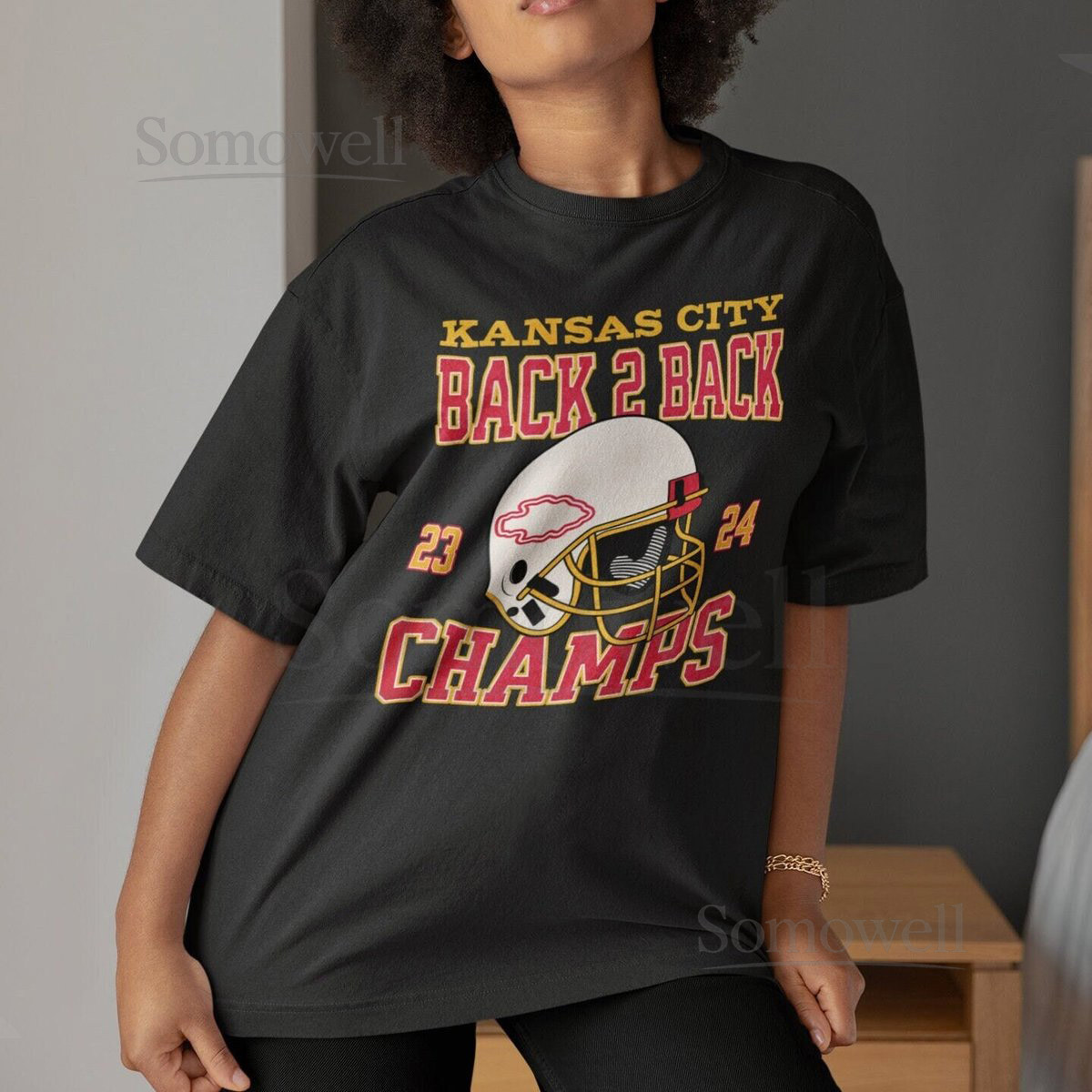 Kansas City Back to Back SuperBowl Champions TShirt Superbowl LVIII Champs Shirt Unisex Retro KC Football Tee Chief Football Crewneck Tee_238