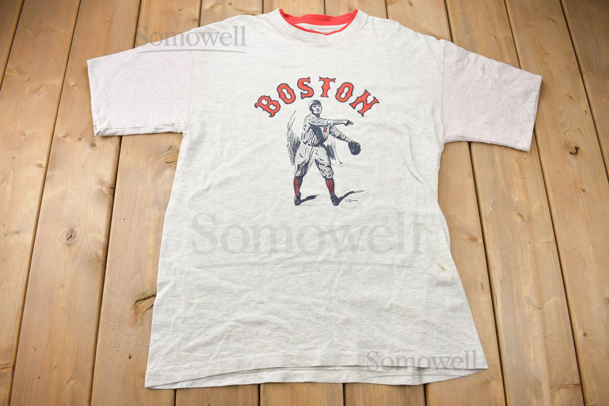 Vintage 1990s MLB Boston Red Sox Graphic T-Shirt Made In USA MLB Baseball 90s Streetwear Sportswear_594