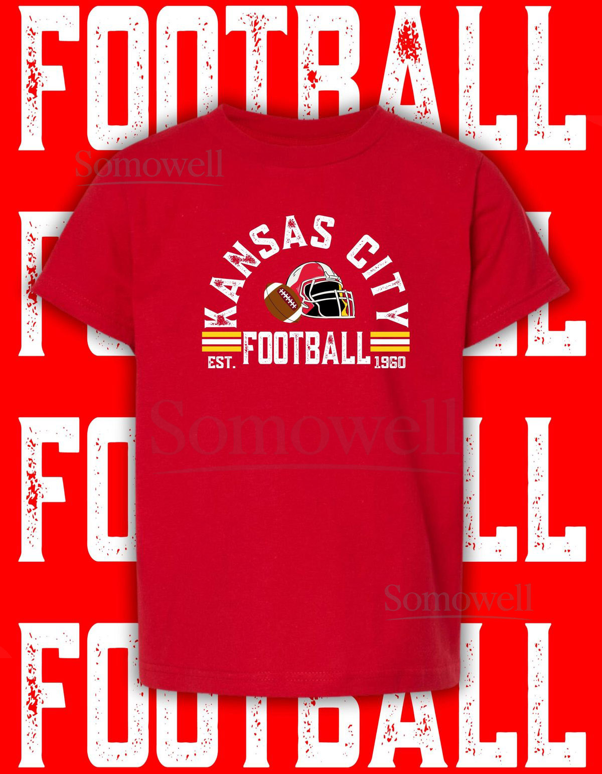 Kids Kansas City Football Shirt Custom Name Number Red Friday Gameday Tee_415