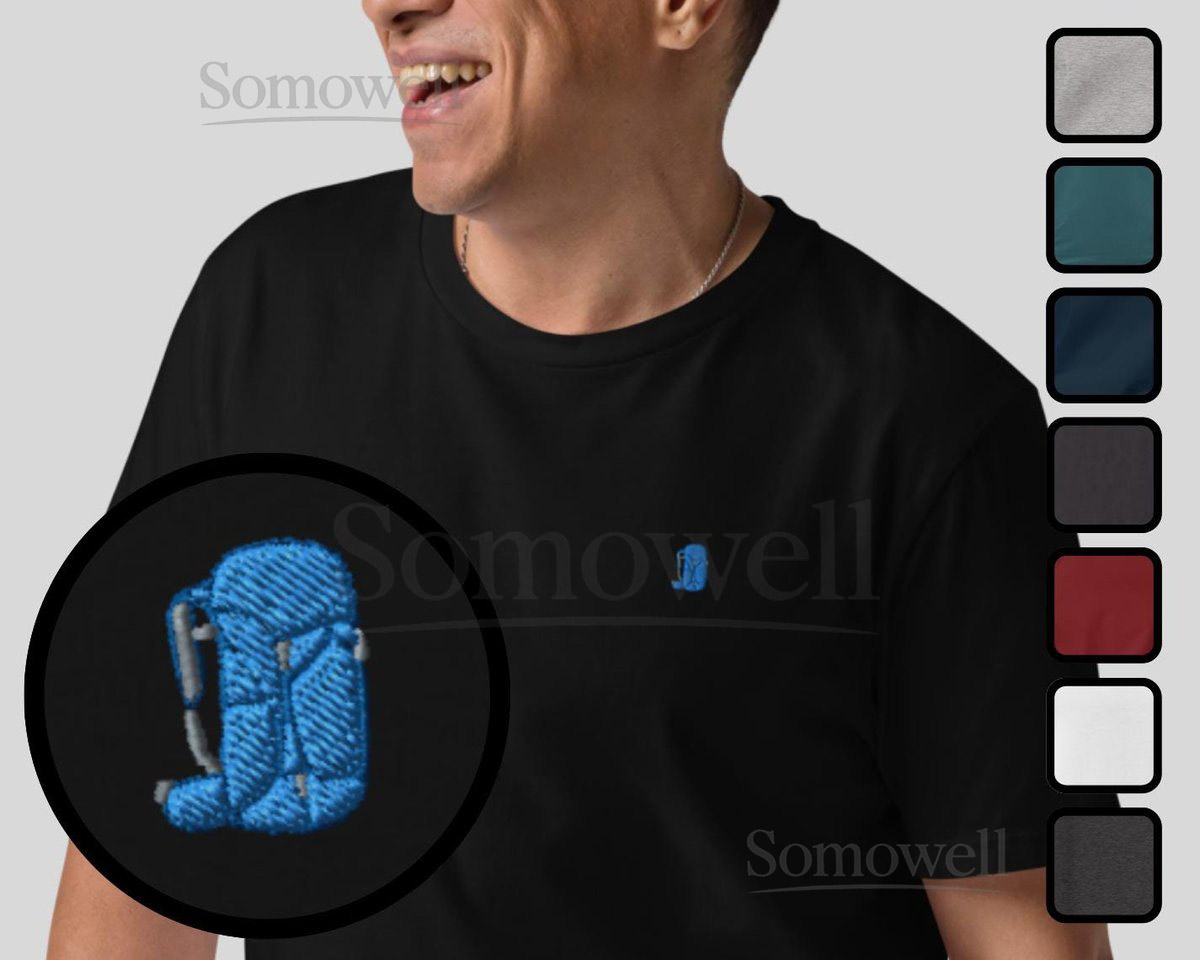 Backpack Organic Embroidered T-Shirt Minimal Outdoor Design_3