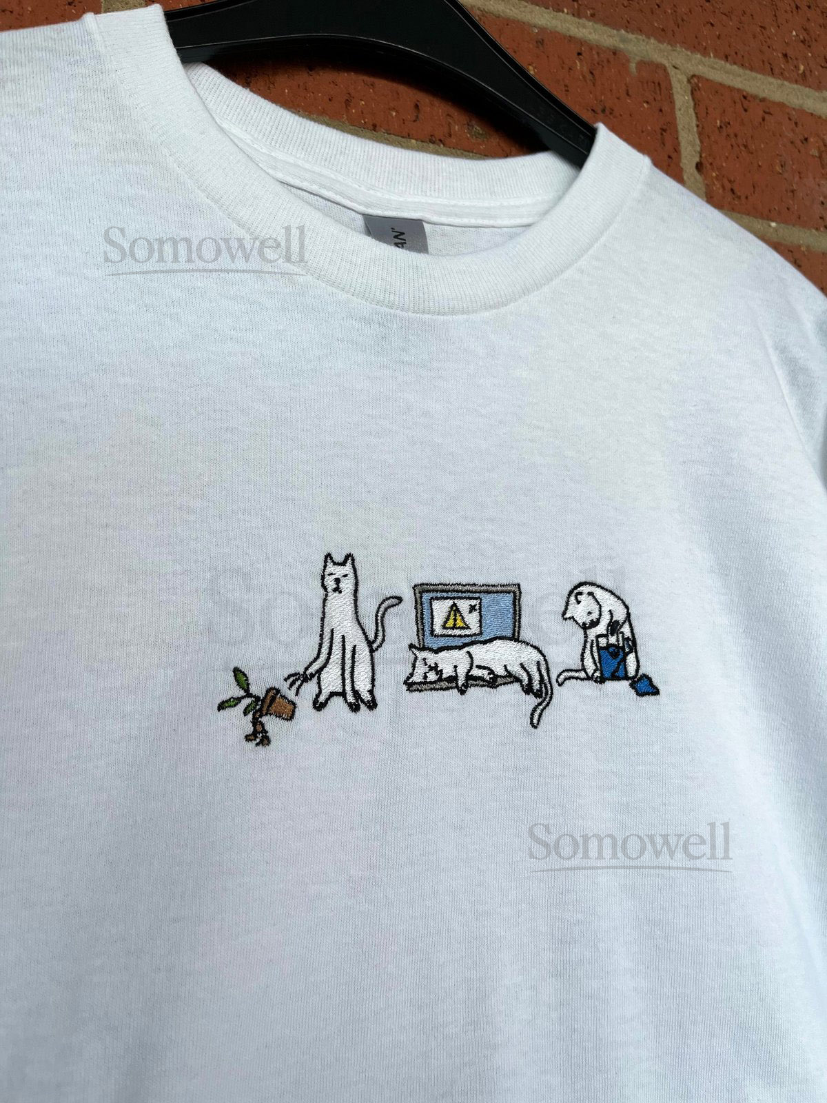 Silly Cats Embroidered T-Shirt_165