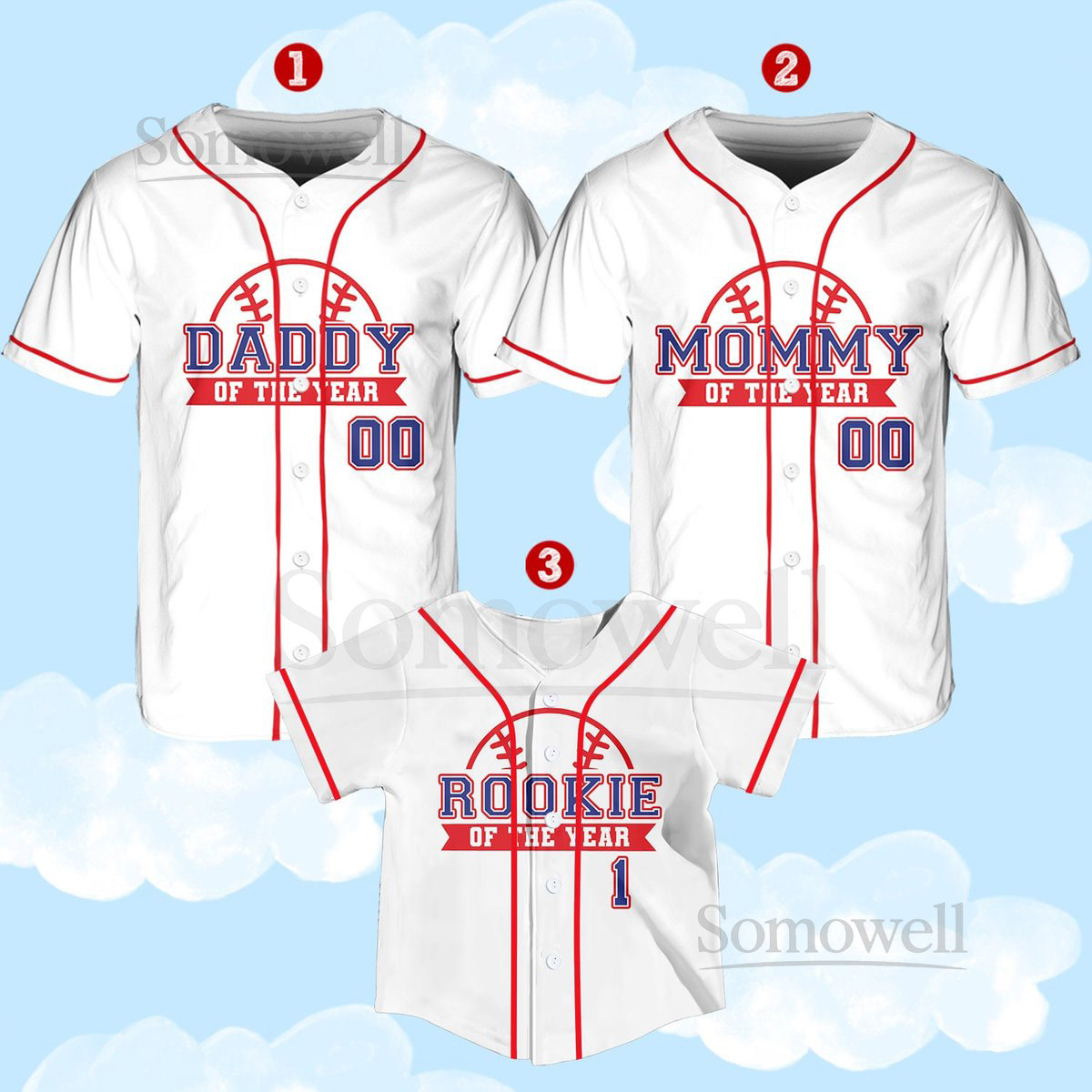 Personalized Mommy Daddy Of the Rookie Baseball Jersey Custom Name Number Shirt Rookie Of The Year Jersey Family Matching Outfits_296