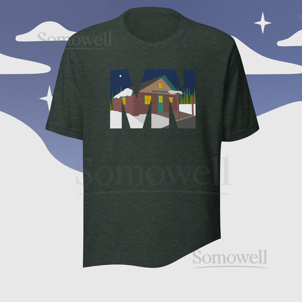 Minnesota MN Snowy Cabin T-Shirt_614