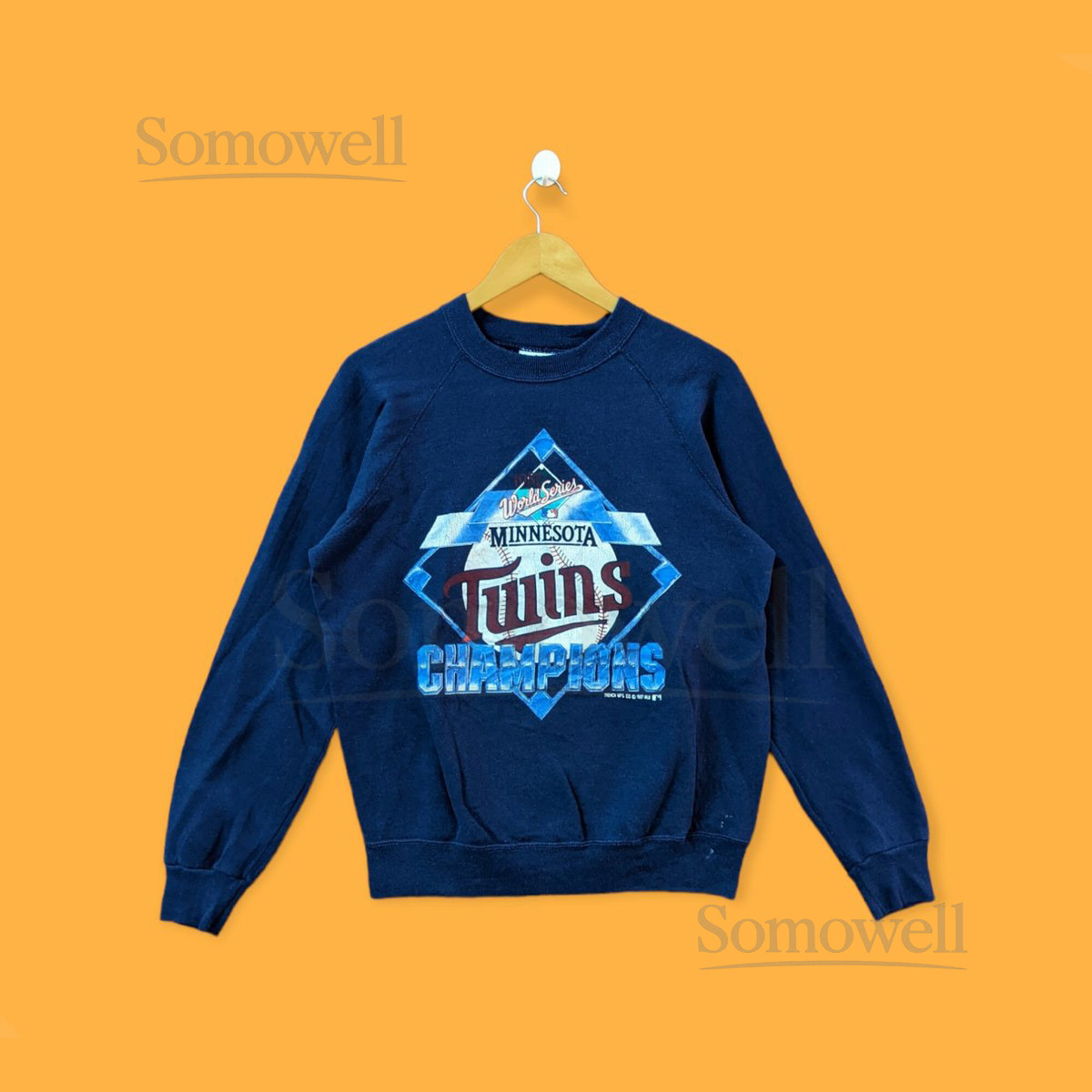 Vintage 1987 Minnesota twins sweatshirt Minnesota twins crewneck Minnesota twins sweater pullover streetwear sports blue colour size large_860