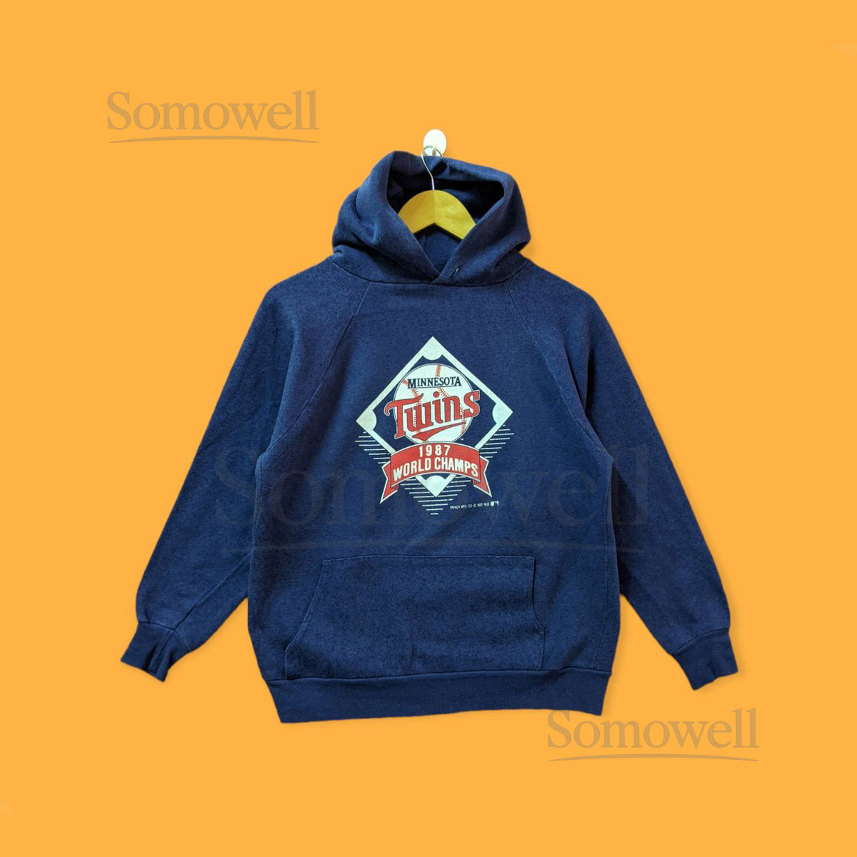 Vintage 1987 Minnesota twins hoodie Minnesota twins sweater pullover Minnesota twins sweatshirt crewneck streetwear blue colour size medium_859