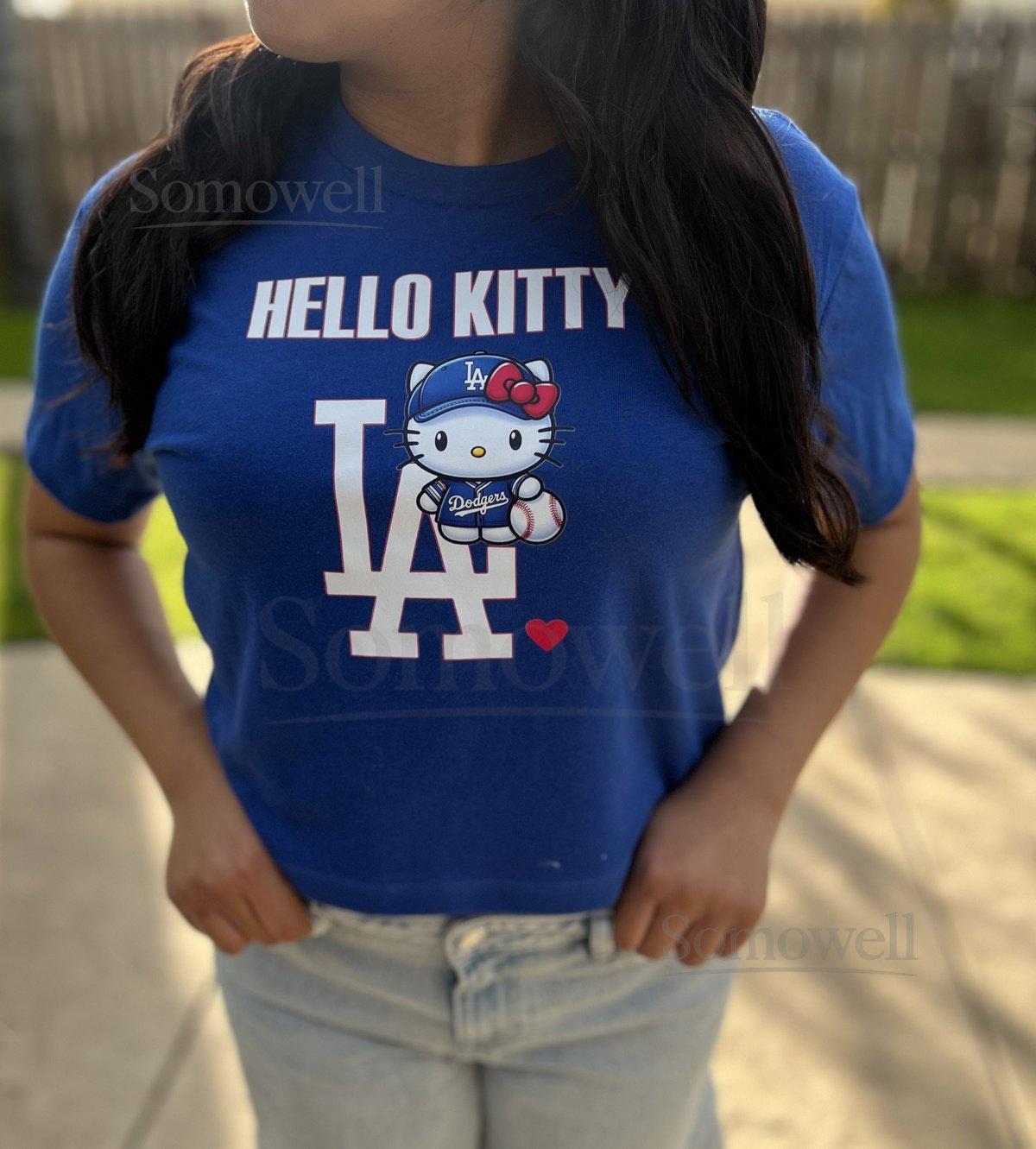 Hello Kitty LA Dodgers unisex t-shirt blue baseball shirt world series champions_433