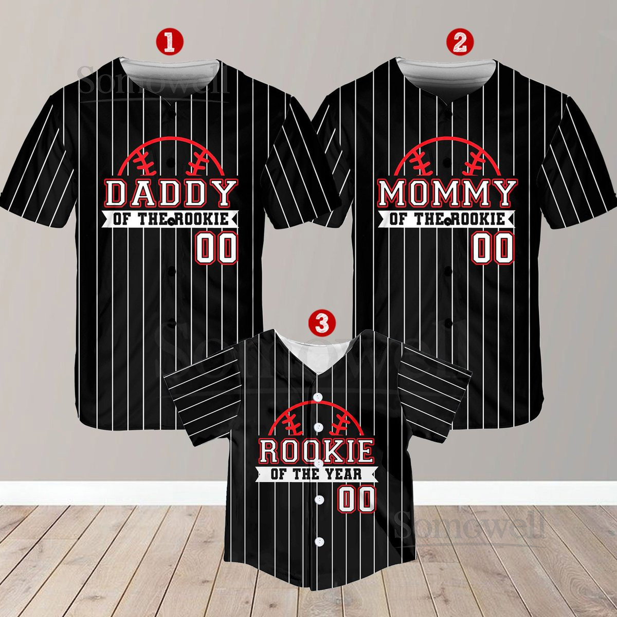 Personalized Mommy Daddy Of the Rookie Baseball Jersey Custom Name Number Shirt Rookie Of The Year Jersey Family Matching Outfits_297