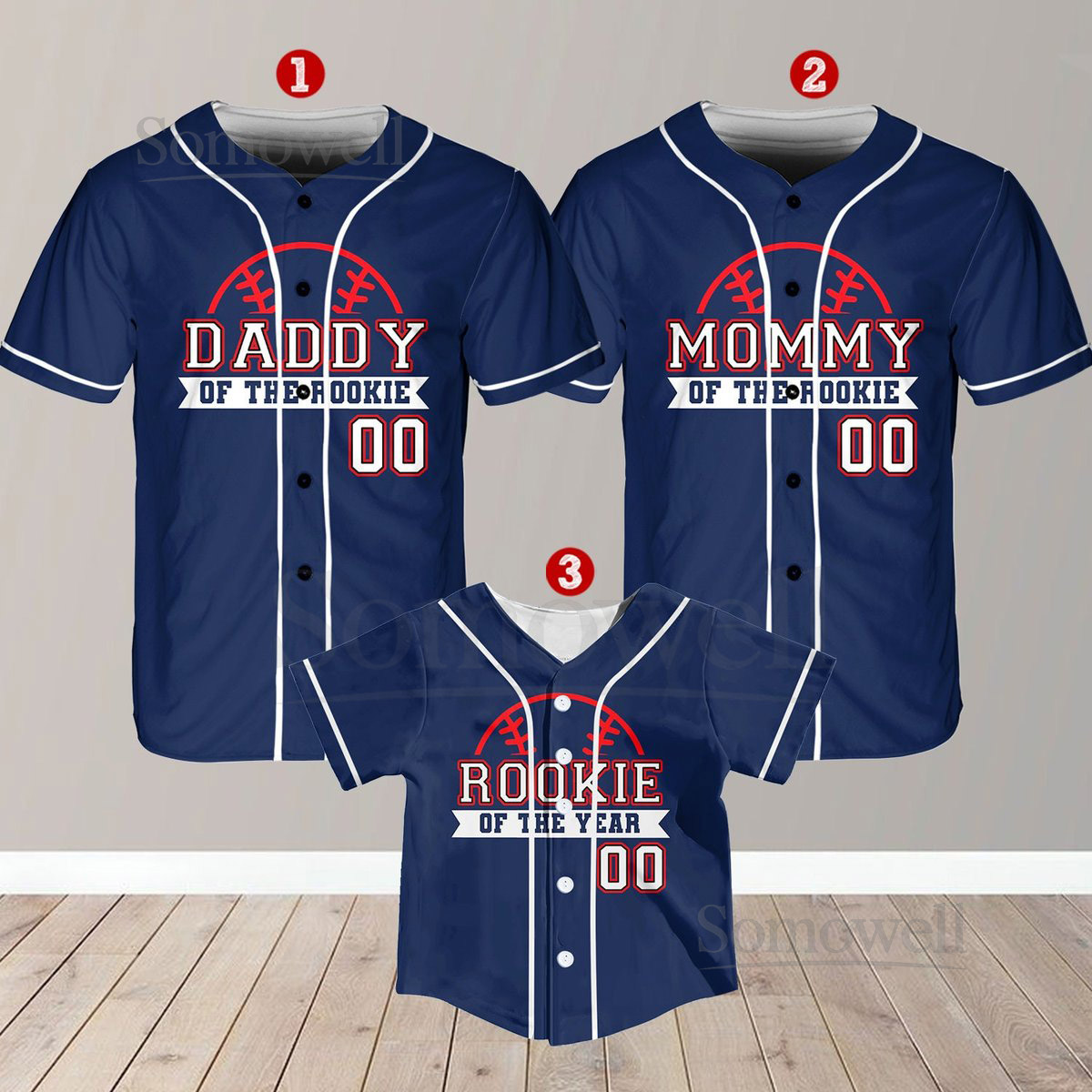 Personalized Mommy Daddy Of the Rookie Baseball Jersey Custom Name Number Shirt Rookie Of The Year Jersey Family Matching Outfits_298