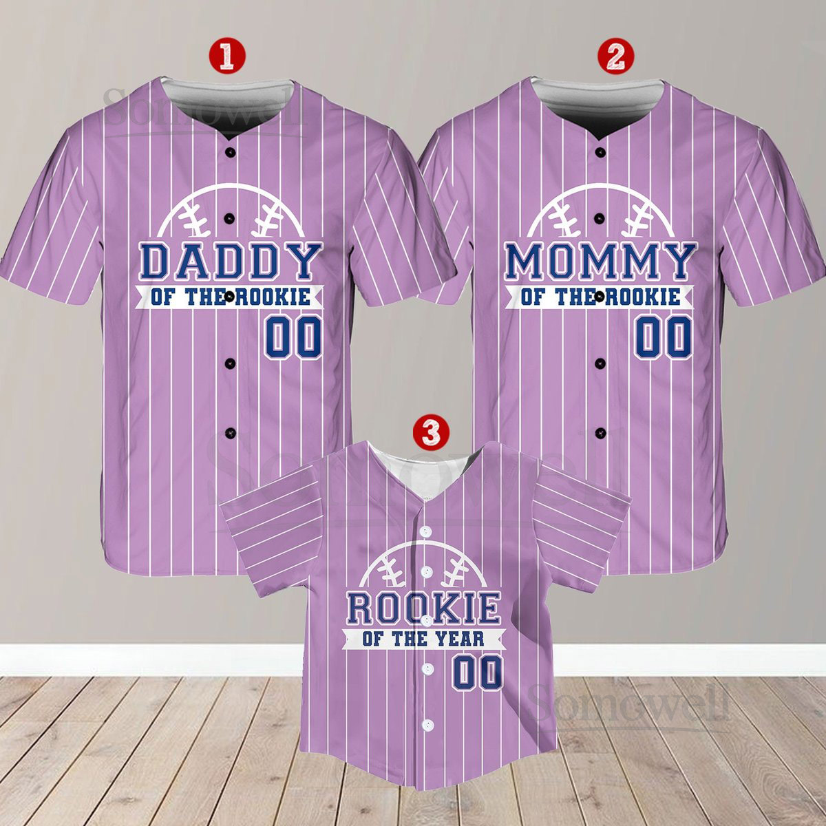 Personalized Mommy Daddy Of the Rookie Baseball Jersey Custom Name Number Shirt Rookie Of The Year Jersey Family Matching Outfits_299