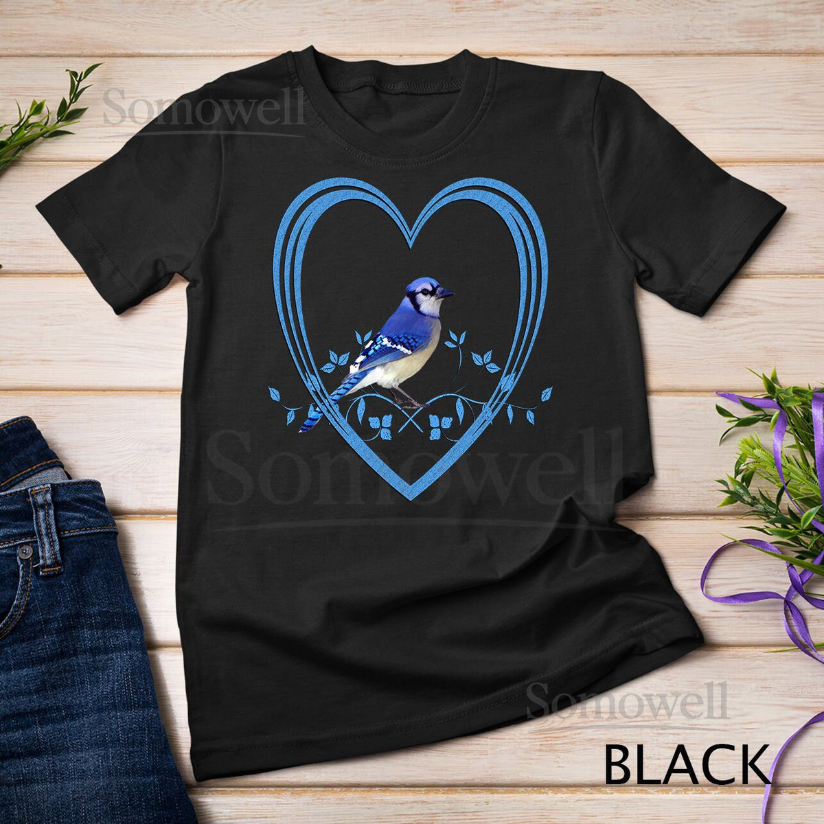 Beautiful Blue Jay Bird In Heart Long Sleeve T-Shirt Sweatshirt_69