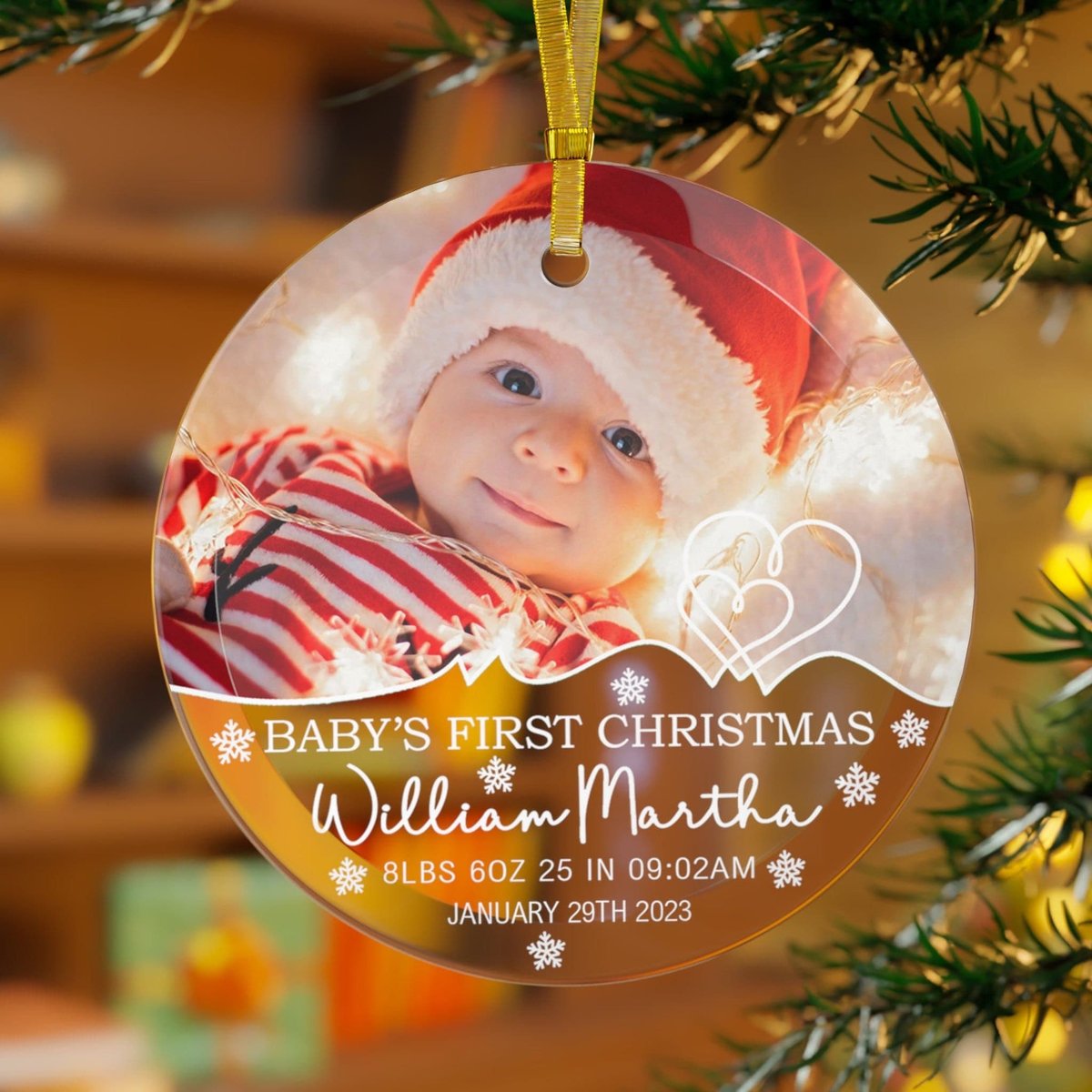 Baby39s First Christmas Glass Ornament Photo Ornament Custom Christmas Ornament 2023 1st Christmas Gift Personalized Ornament Baby Gift