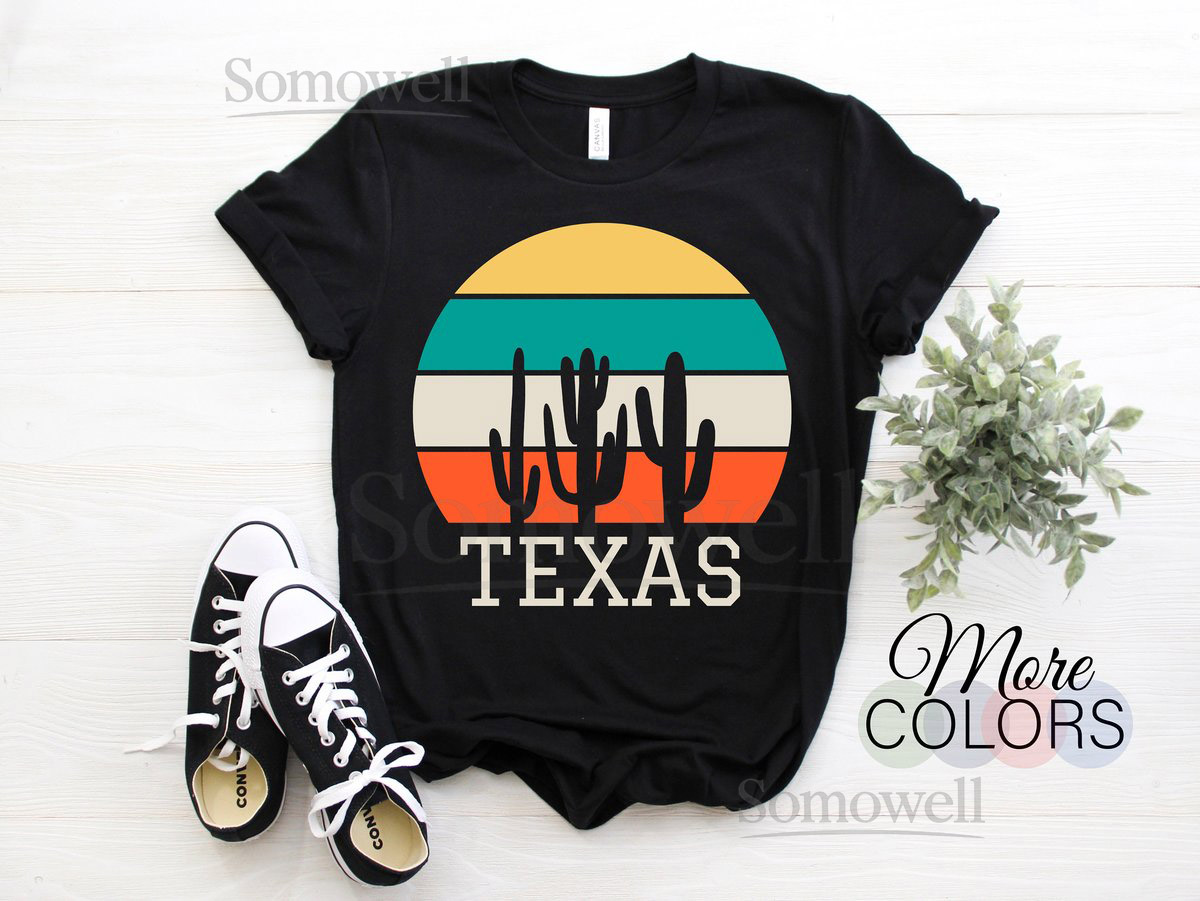 Texas Gift Cool Cactus USA US Pride Vintage Retro Present T-Shirt American State Proud Texas Home Town Houston State Parties C_875